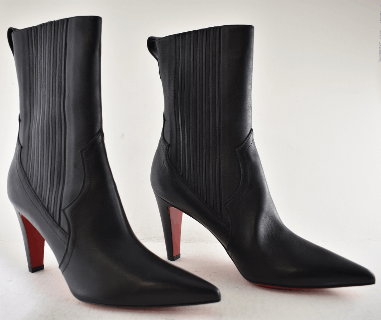 Christian Louboutin Santigag 85 Black Calf Leather Mid Calf Ankle Heel Boot 37 Size US 7 / IT 37 - 5 Thumbnail