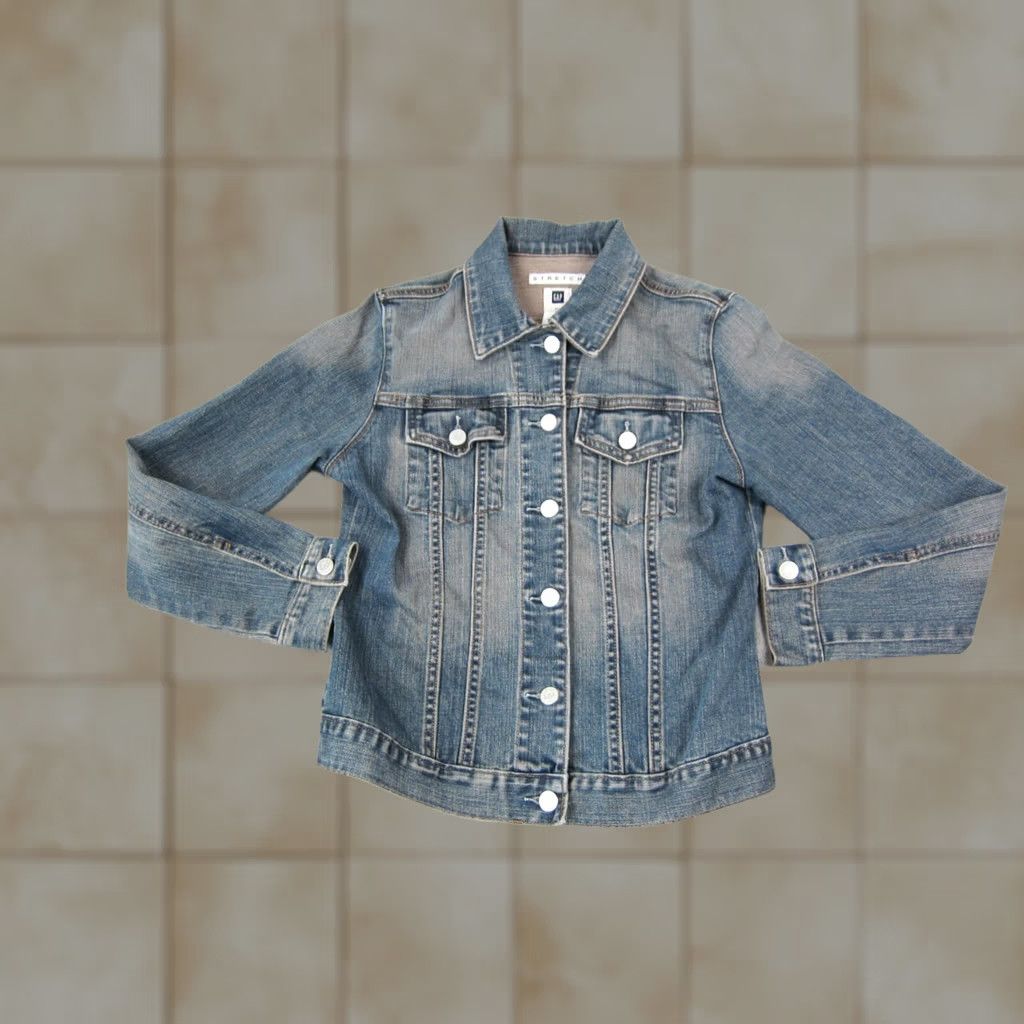 Gap Vintage GAP Denim Jacket - Size S, Blue, Cotton - Button Up 90s Stretch Size 28" / US 6 / IT 42 - 1 Thumbnail