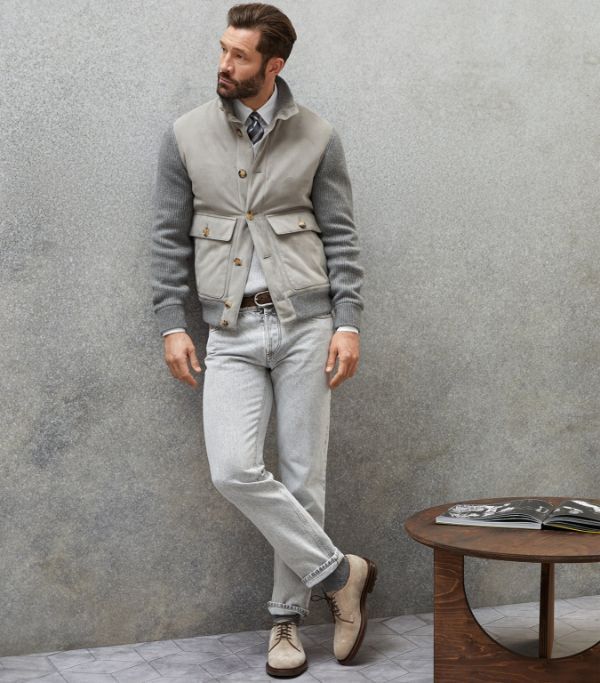 Brunello Cucinelli o1w1db10924 Cashmere Knitted Vest in Light Grey Size US XXL / EU 58 / 5 - 5 Thumbnail