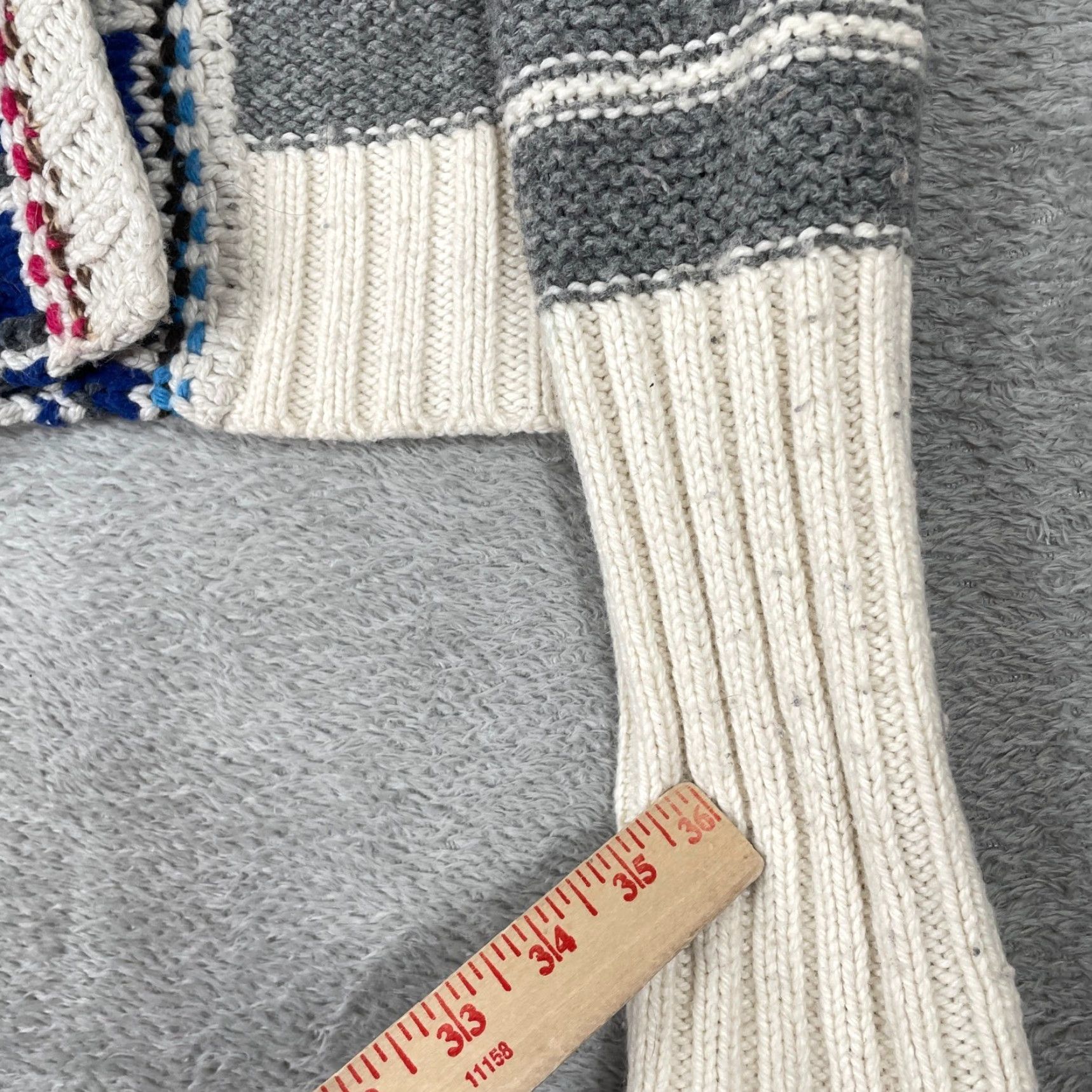 American Eagle Outfitters VINTAGE American Eagle Cardigan Womens L Gray Striped Chunky Wool Blend Y2K Size L / US 10 / IT 46 - 3 Thumbnail