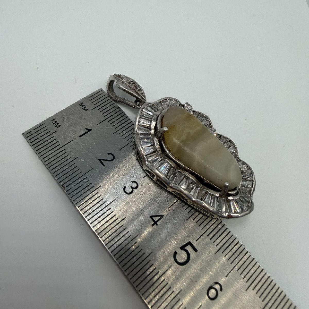 Vintage Vintage 925 Sterling Silver Agate CZ Pendant Large 17.8g Size ONE SIZE - 4 Thumbnail