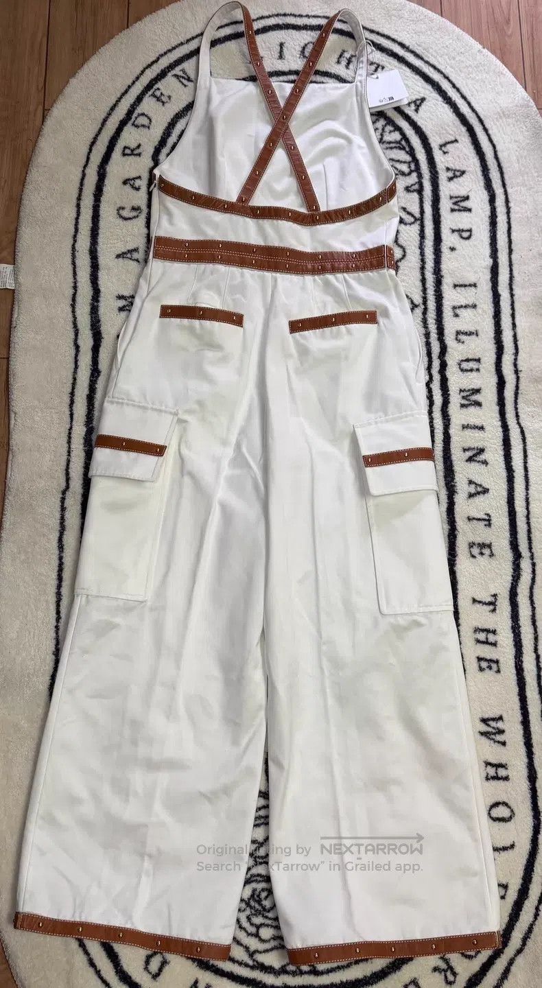 Hermes Hermes 22FW White Leather Patch Pearl Stitch Jumpsuit Runw Size 42" / US 20 - 5 Thumbnail