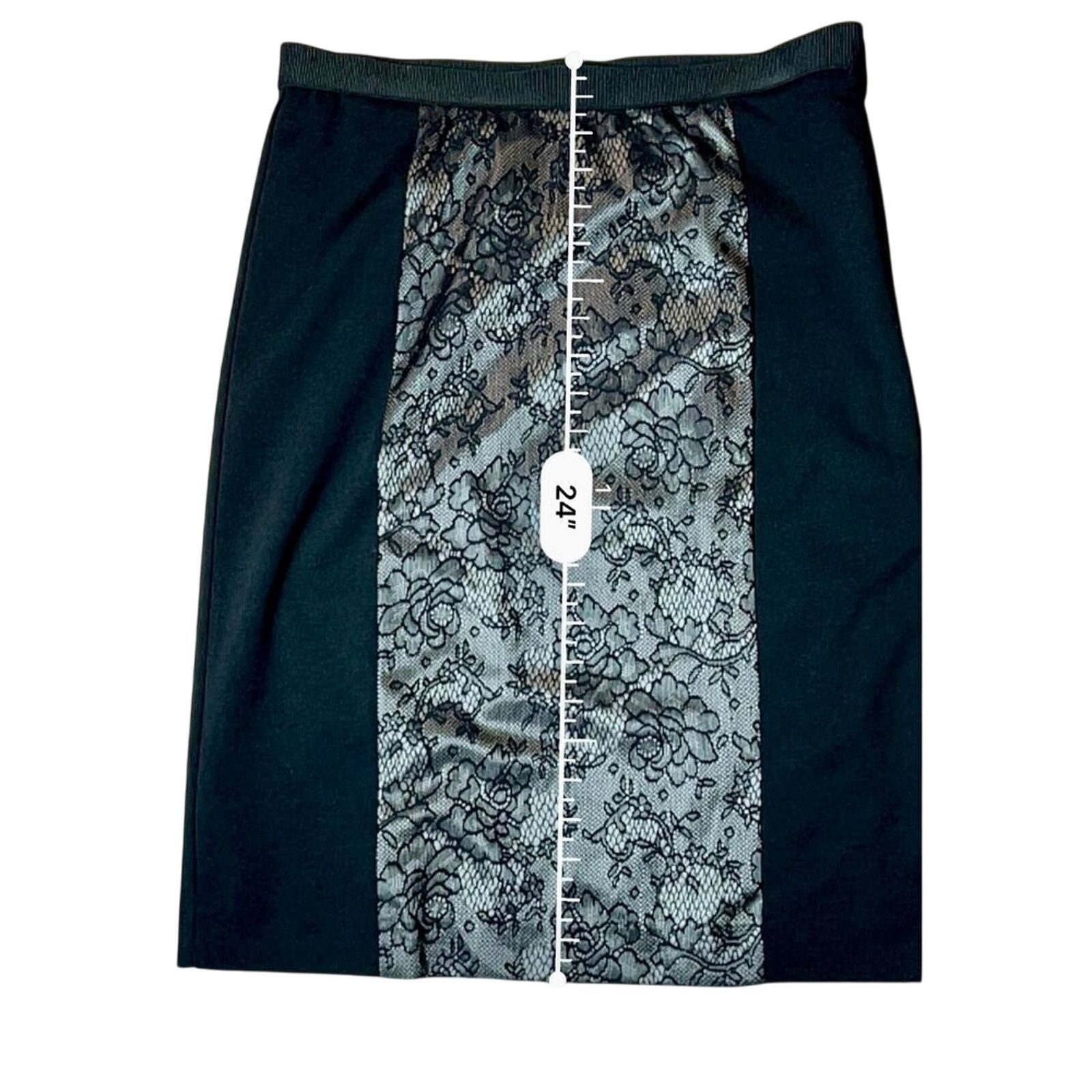 Other Rafaella Black Ponte Lace Insert Straight Pencil Skirt 8 NWT Size 30" / US 8 / IT 44 - 8 Thumbnail