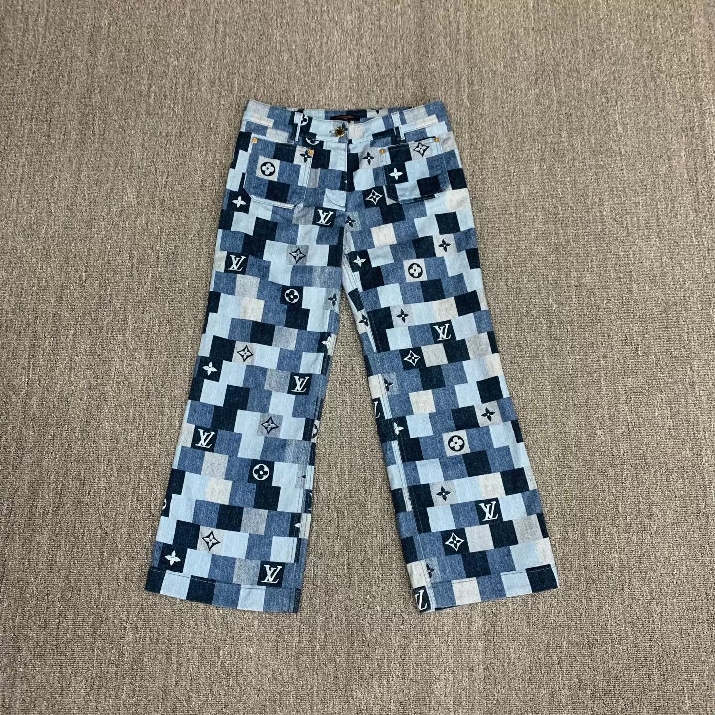Louis Vuitton LVbluecolorblockall-overblockcheckjeansUS3698new Size 26" / US 2 / IT 38 - 1 Thumbnail