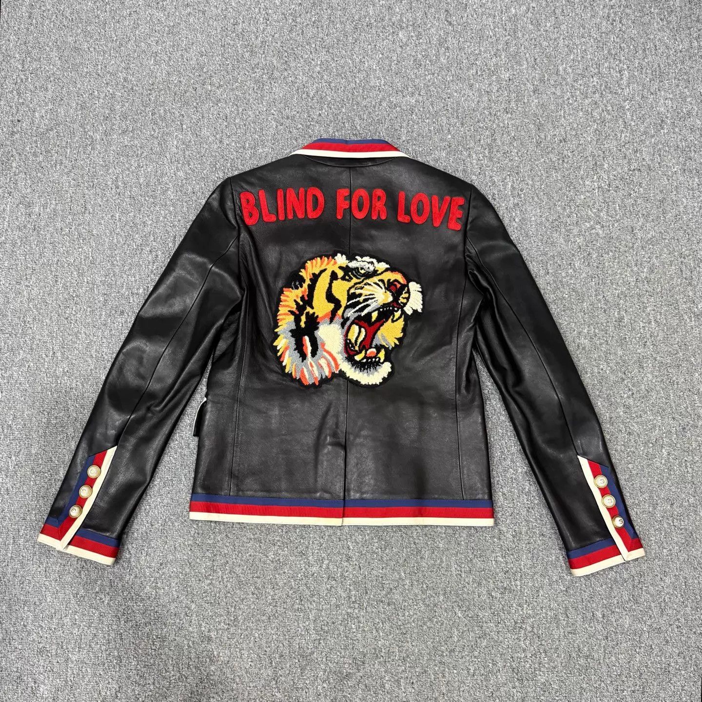 Gucci Gucci Womens Black Leather Tiger-Embroidered Jacket 38 Size XS / US 0-2 / IT 36-38 - 2 Thumbnail