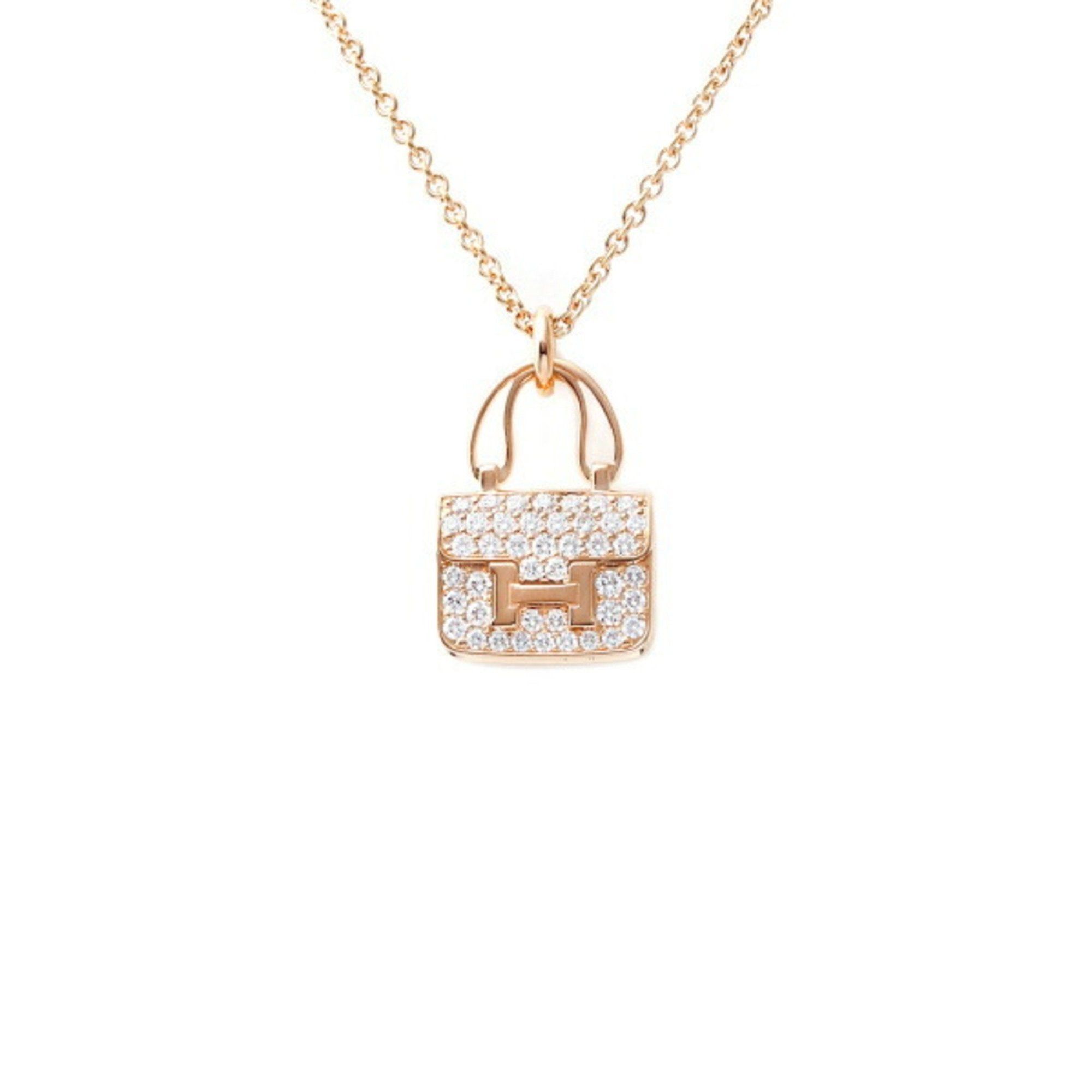 image of Hermes Amulet Constance K18Pg Pink Gold Necklace J381983, Women's
