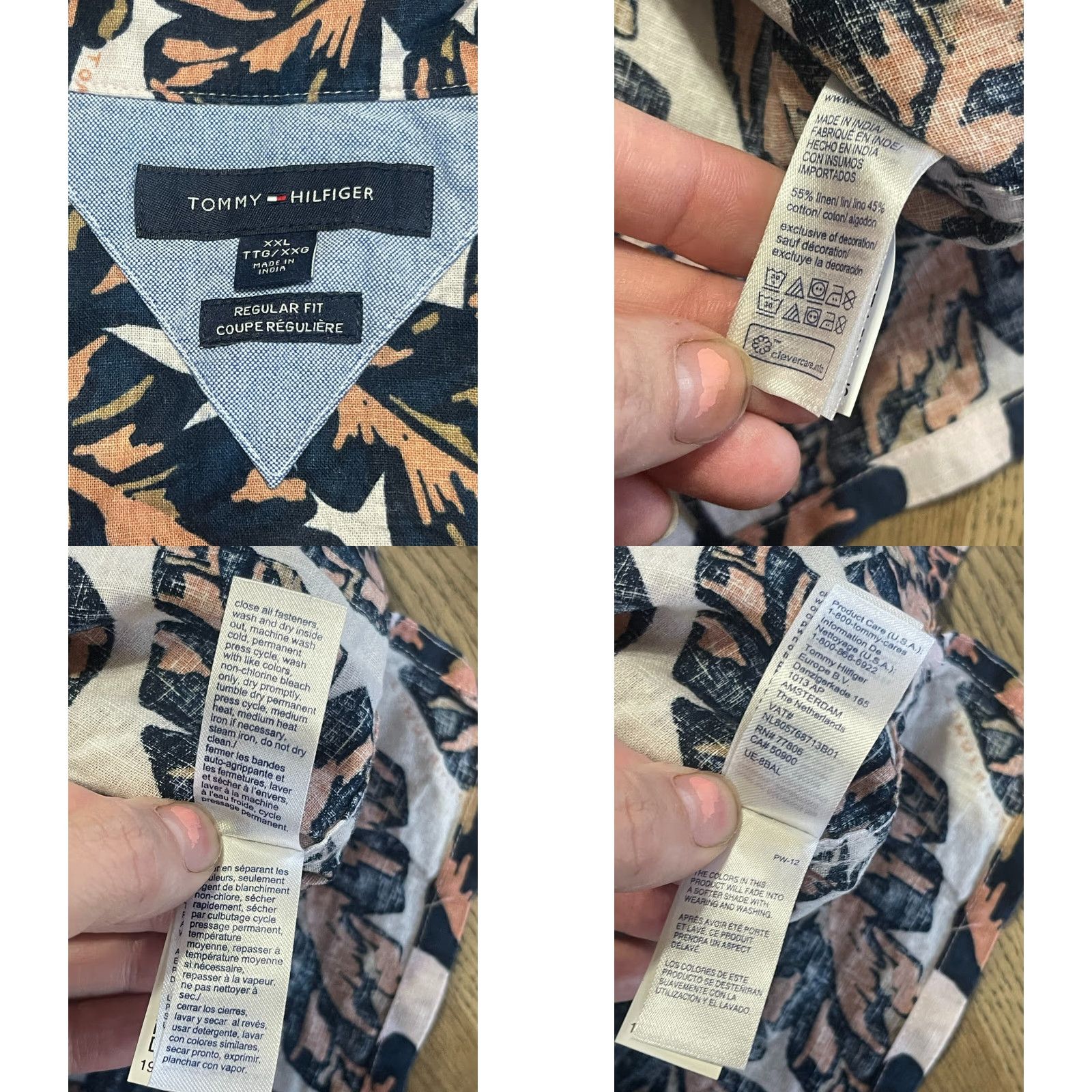 Tommy Hilfiger Tommy Hilfiger Shirt Mens XXL Black White Tan Button Up Leaves Allover Print Colorful Shirt Size US XXL / EU 58 / 5 - 8 Thumbnail