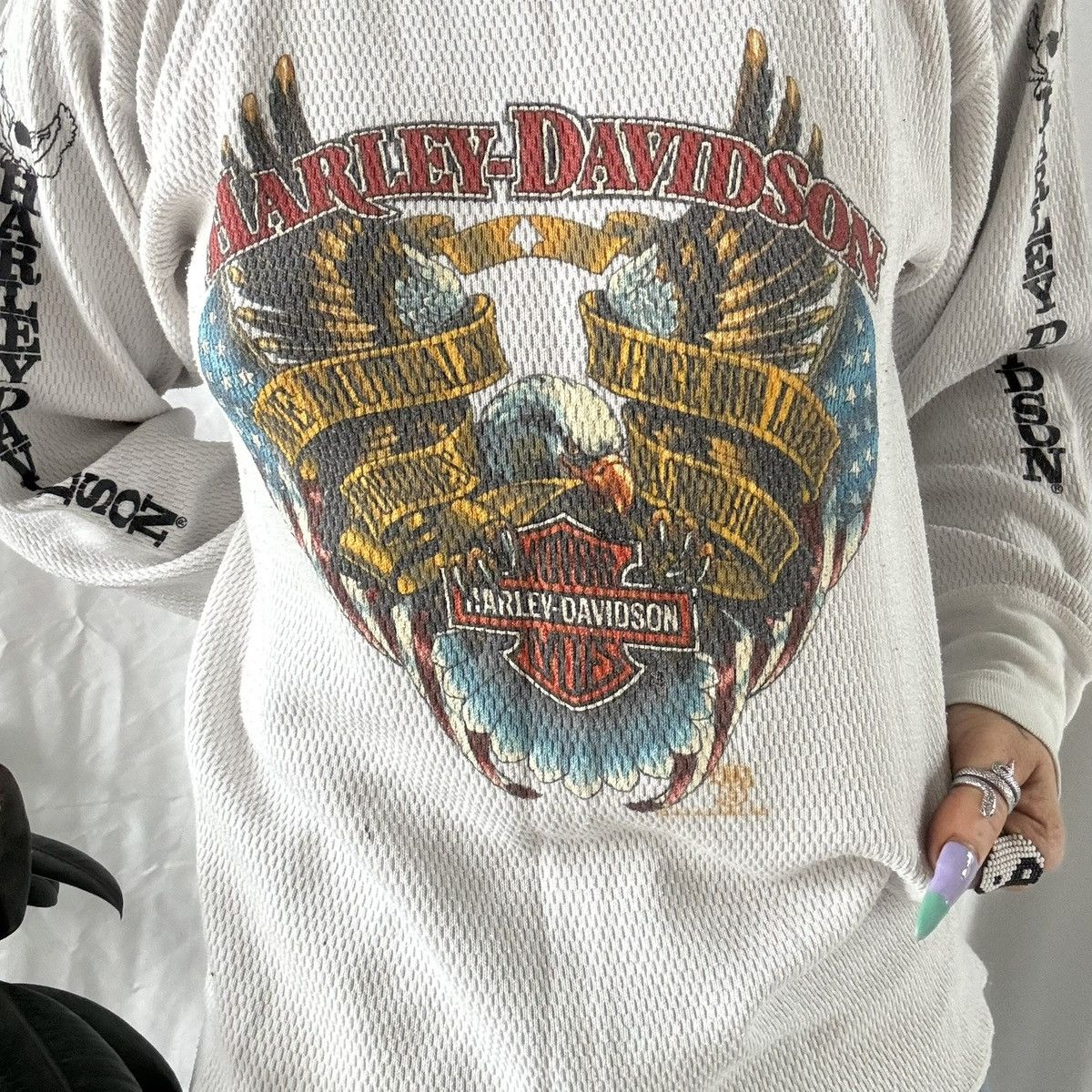Vintage Vintage HARLEY DAVIDSON 3D EMBLEM thermal L/S Size US M / EU 48-50 / 2 - 3 Thumbnail