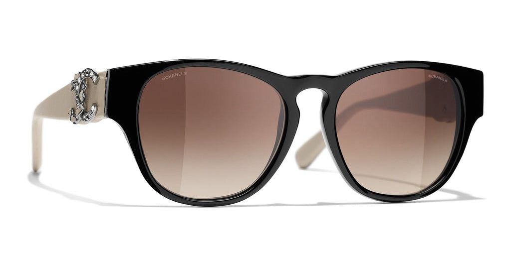 Chanel Chanel 5455-Q-B Black Acetate & Beige Leather Sunglasses Size ONE SIZE - 18 Thumbnail