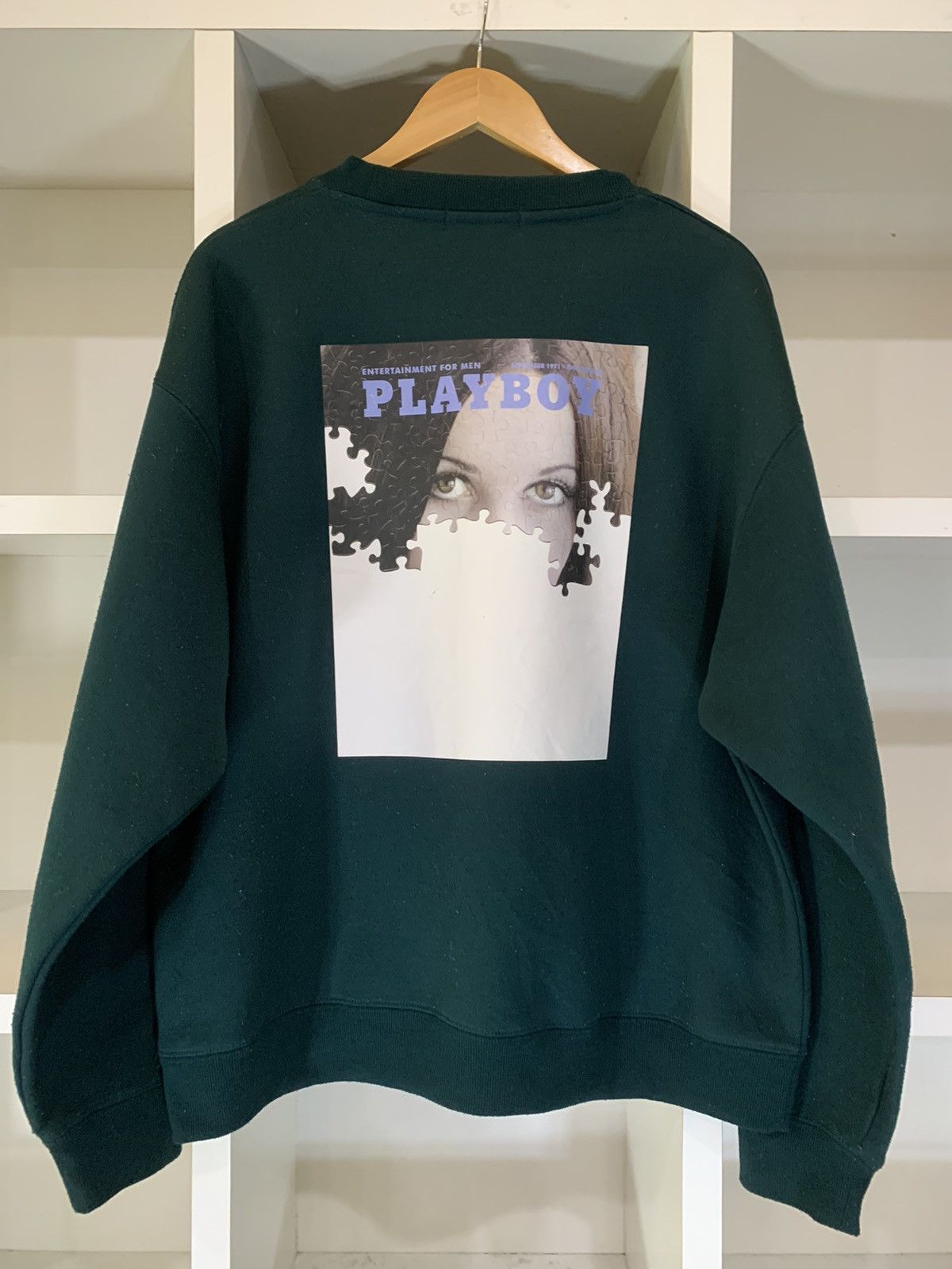image of Playboy Sweatshirt in Dark Green, Men's (Size XL)