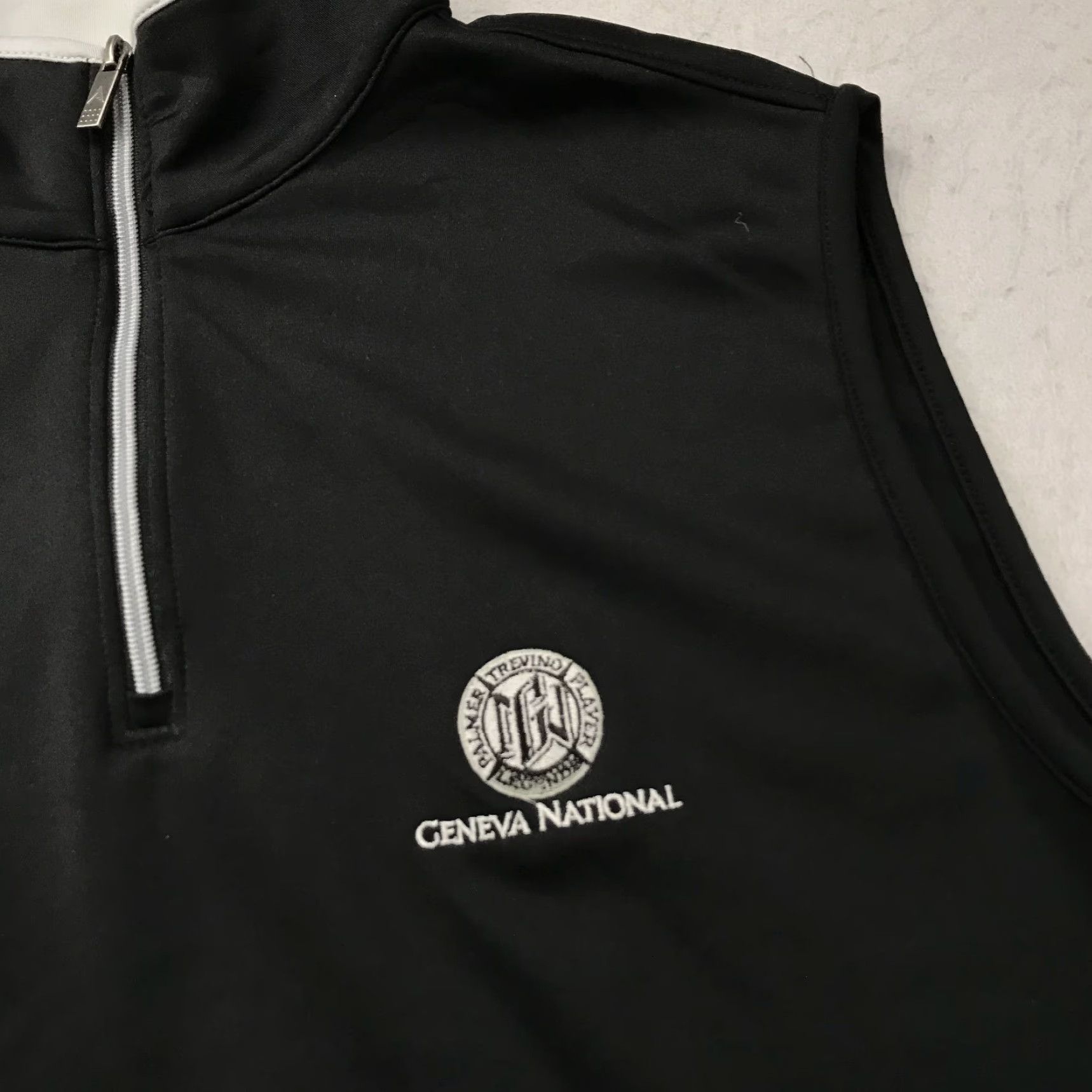 Vintage Antigua Geneva National Golf Vest Mens Large Black Gray 1/4 Zip Pullover Shirt Jacket Vest Mens L Black 1/4 Zip Golf Activewear Sports Size US L / EU 52-54 / 3 - 3 Thumbnail