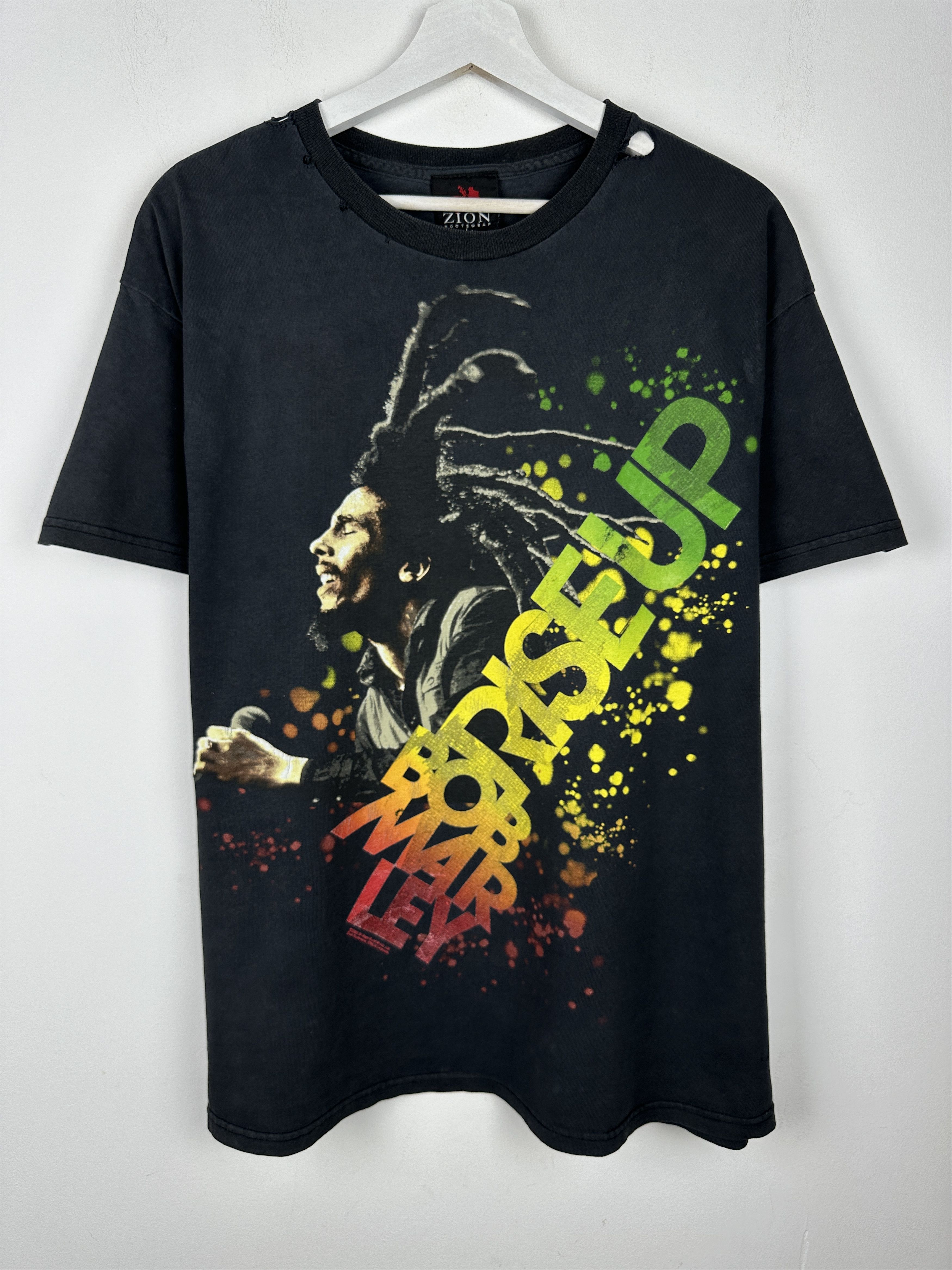 Band Tees Vintage Bob Marley Rise Up Graphic T Shirt Tee Rock Metal 90 Size US L / EU 52-54 / 3 - 1 Thumbnail