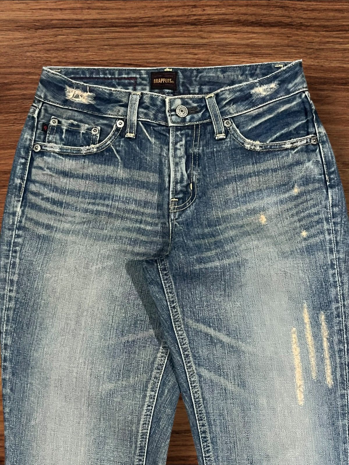 Japanese Brand × Johnbull Vintage Japanese Brappers Distressed Blue Washed Flare Jeans Size 28" / US 6 / IT 42 - 4 Thumbnail