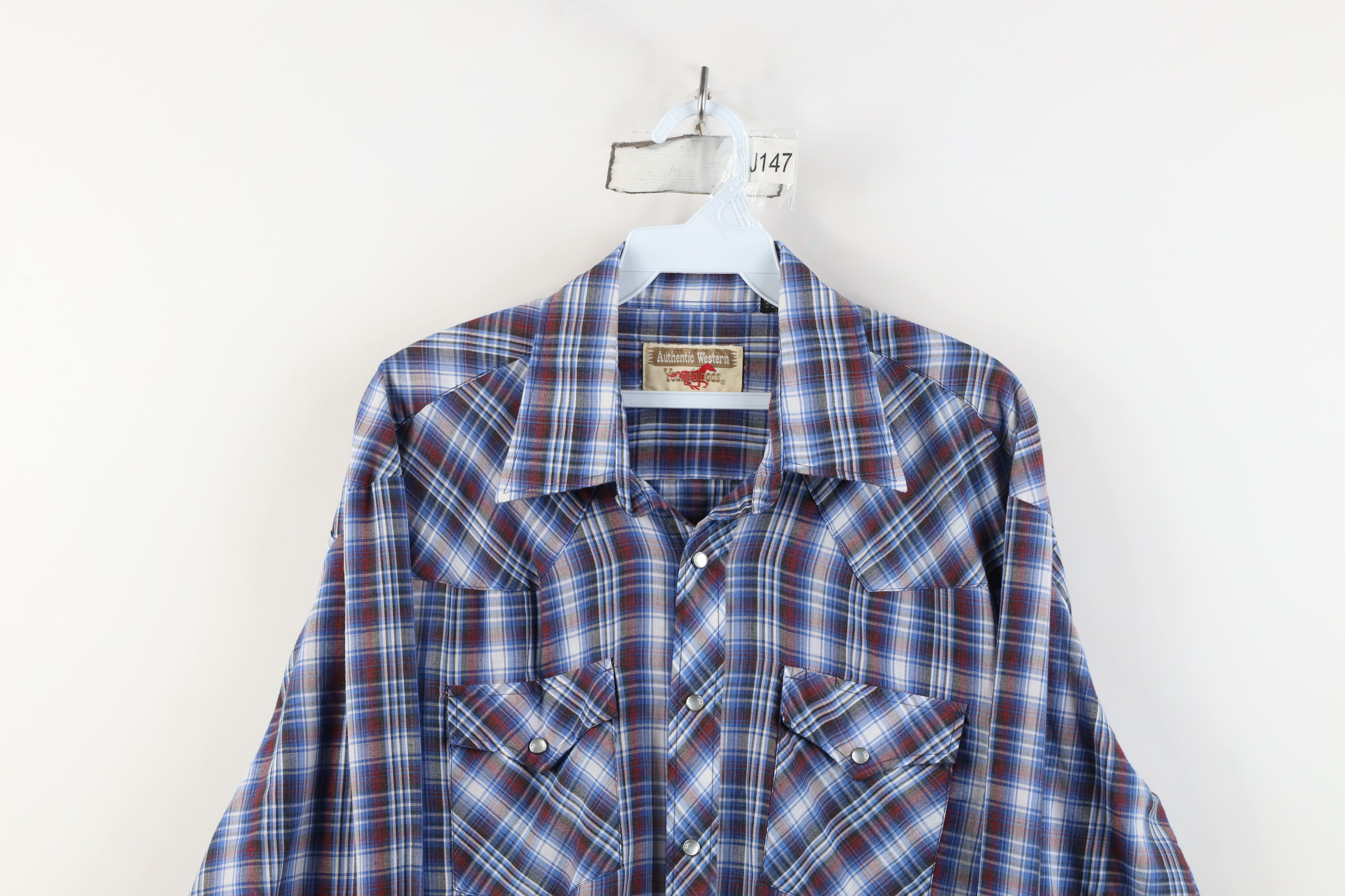 Vintage Vintage 70s Streetwear Western Snap Button Shirt Plaid Size US L / EU 52-54 / 3 - 2 Thumbnail