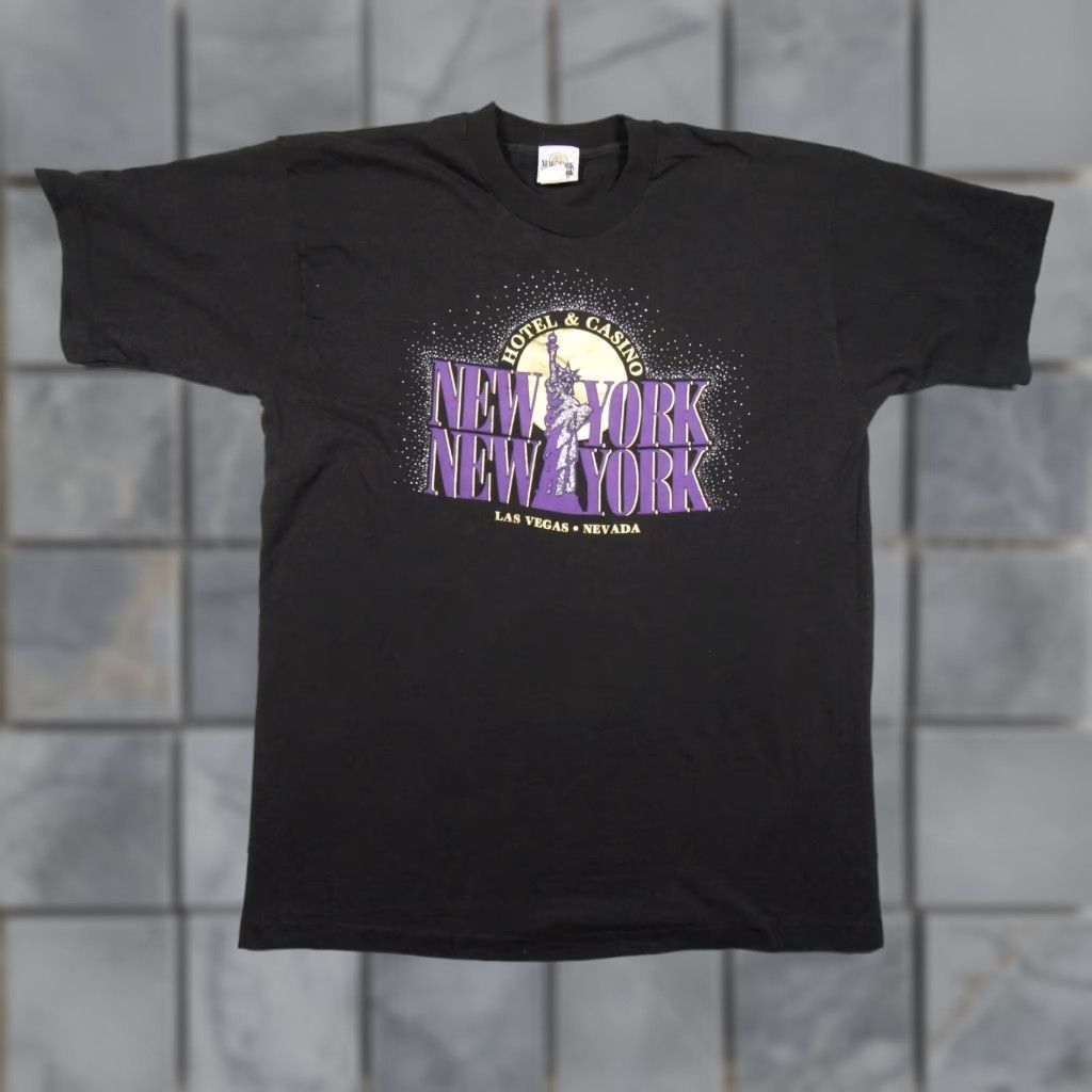 Vintage VINTAGE New York New York Shirt Mens XL Black Graphic 90s Single Stitch Nevada Tee Size US XL / EU 56 / 4 - 1 Thumbnail