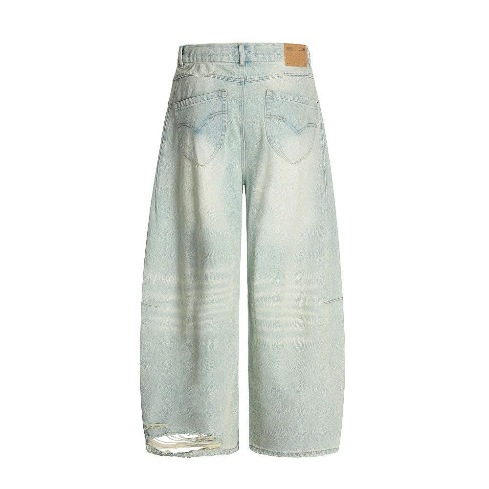 Japanese Brand × Jean Heavy washed loose punk distressed scimitar ripped jeans Size US 32 / EU 48 - 2 Thumbnail