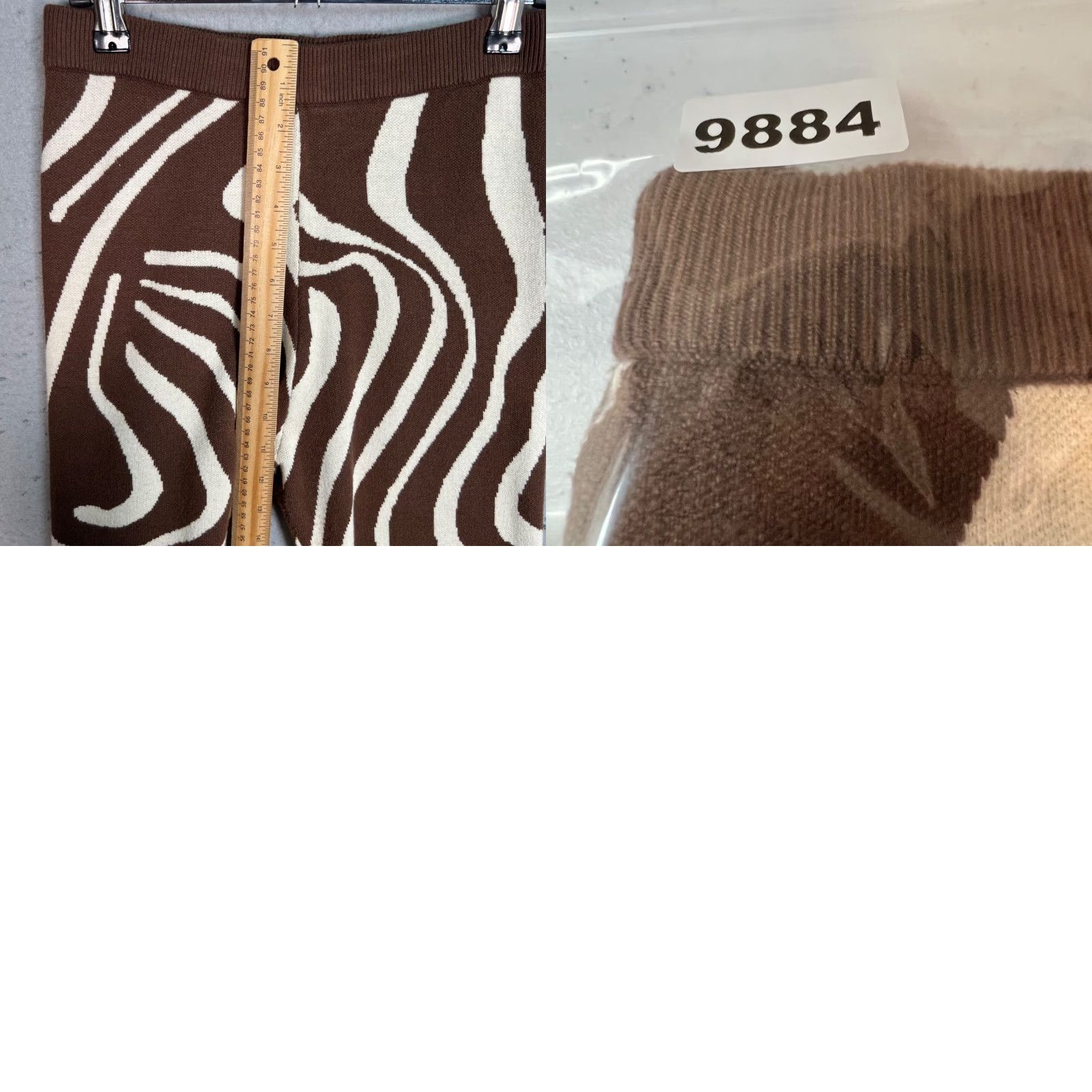 Vintage Bailey Rose Womens Size Small Knit Pants Brown & Cream Abstract Zebra Print Pants Small Brown Bailey Rose Womens Ankle Straight 33in Inseam 25in Waist Size 28" / US 6 / IT 42 - 8 Thumbnail