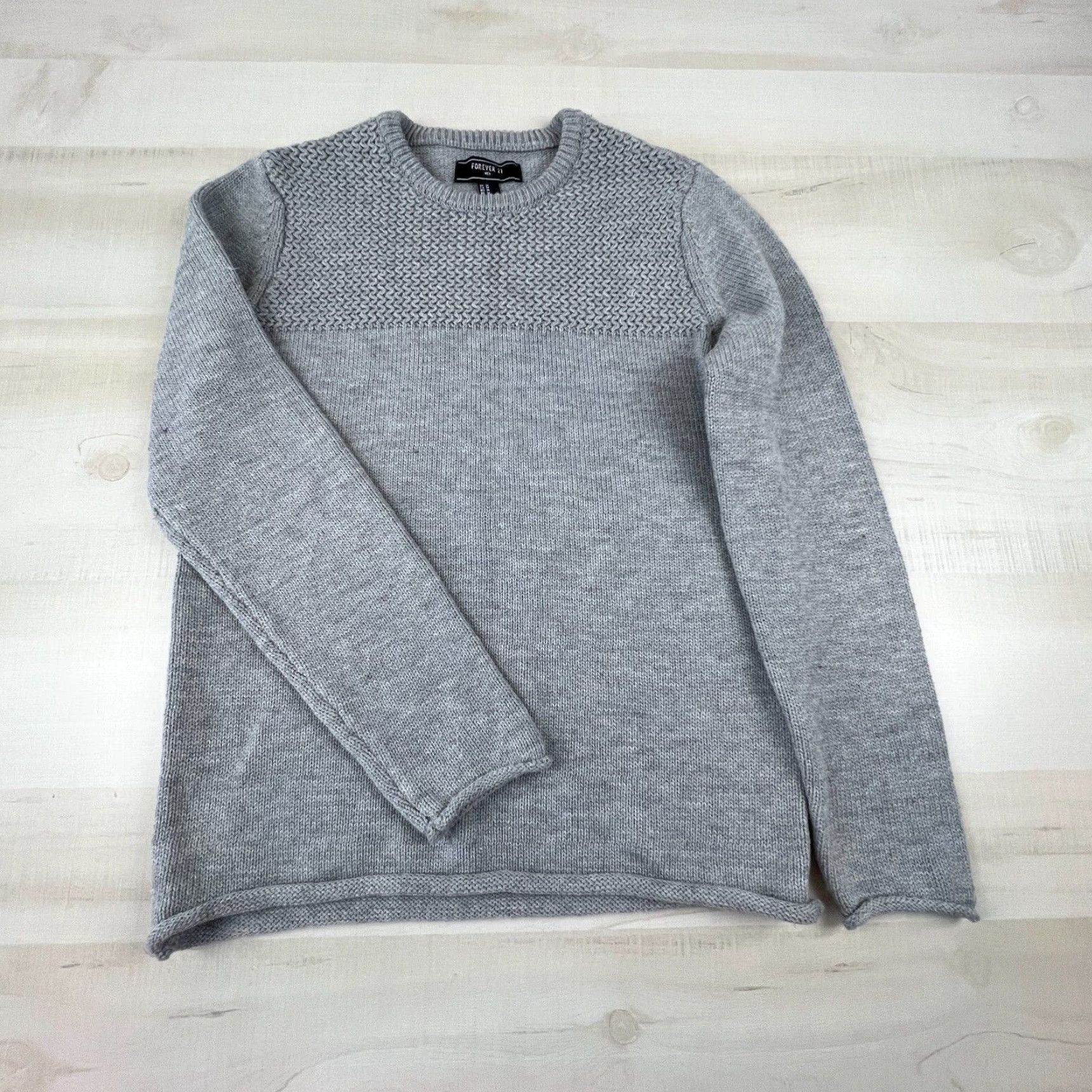 Forever 21 FOREVER 21 Mens Sweater Pullover Crew Neck Gray Medium Knit Long Sleeve Casual Workwear Classic Pattern Solid Size US M / EU 48-50 / 2 - 2 Thumbnail