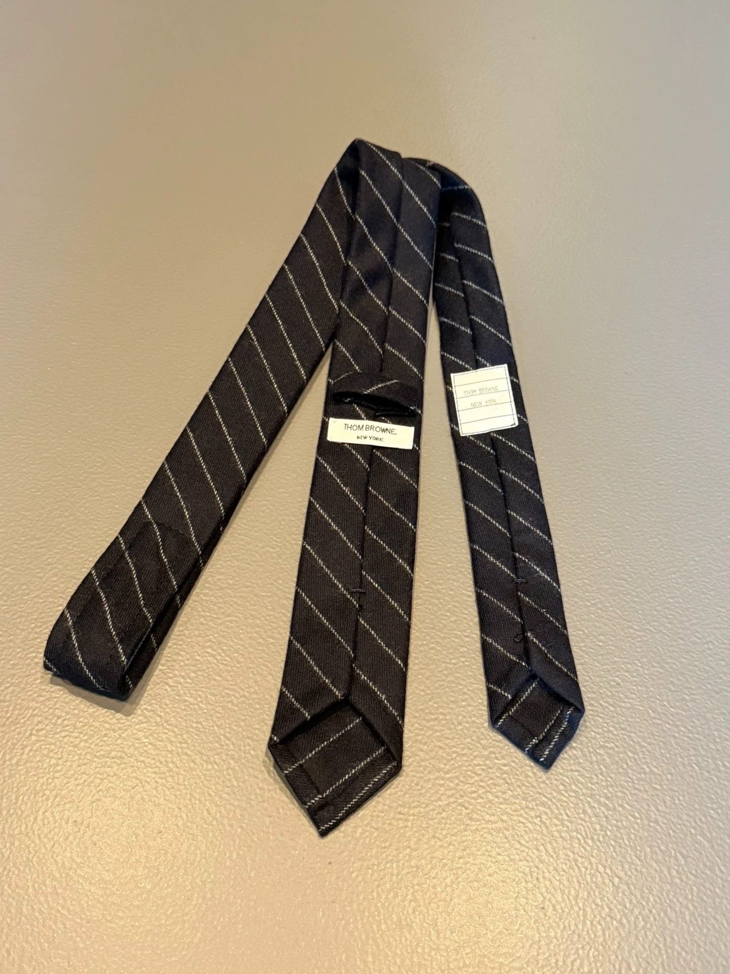 Thom Browne Thom Browne Rare Black Striped Wool Tie Size ONE SIZE - 1 Thumbnail