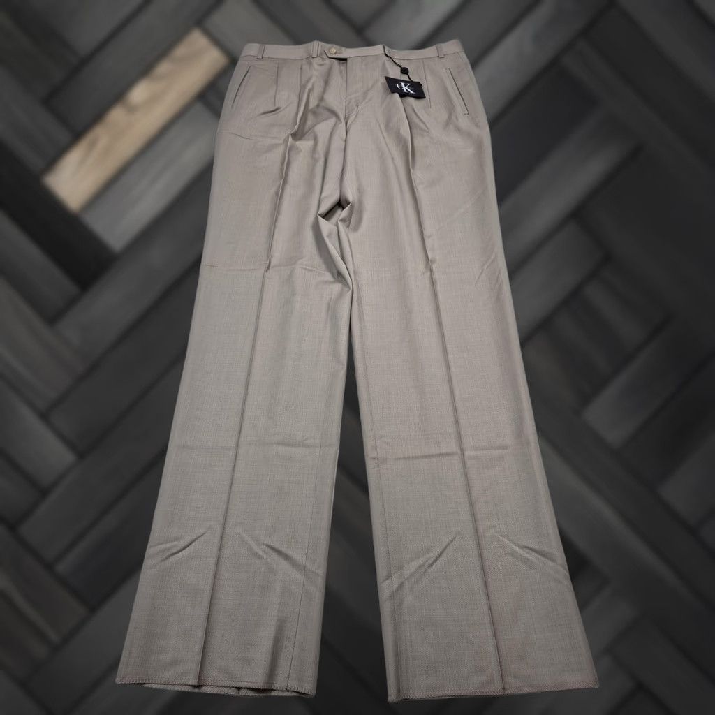 Calvin Klein Calvin Klein Dress Pants Mens 40x36 Beige Wool Pleated Unhemmed Canada NWT Size US 40 / EU 56 - 1 Thumbnail