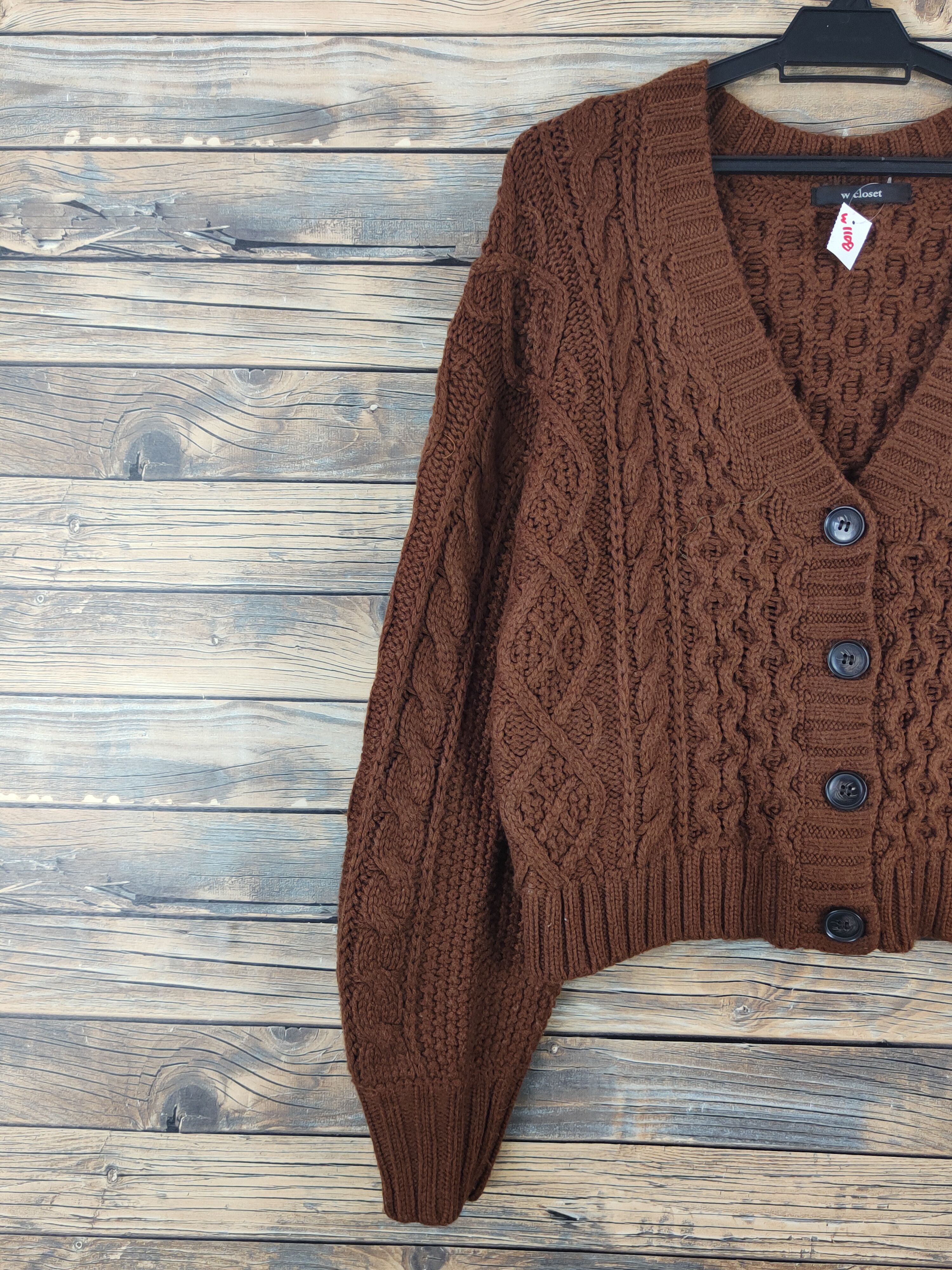Aran Isles Knitwear W Closet Dark Brown Knitwear Cardigan Crop Tops #W1108 Size M / US 6-8 / IT 42-44 - 3 Thumbnail