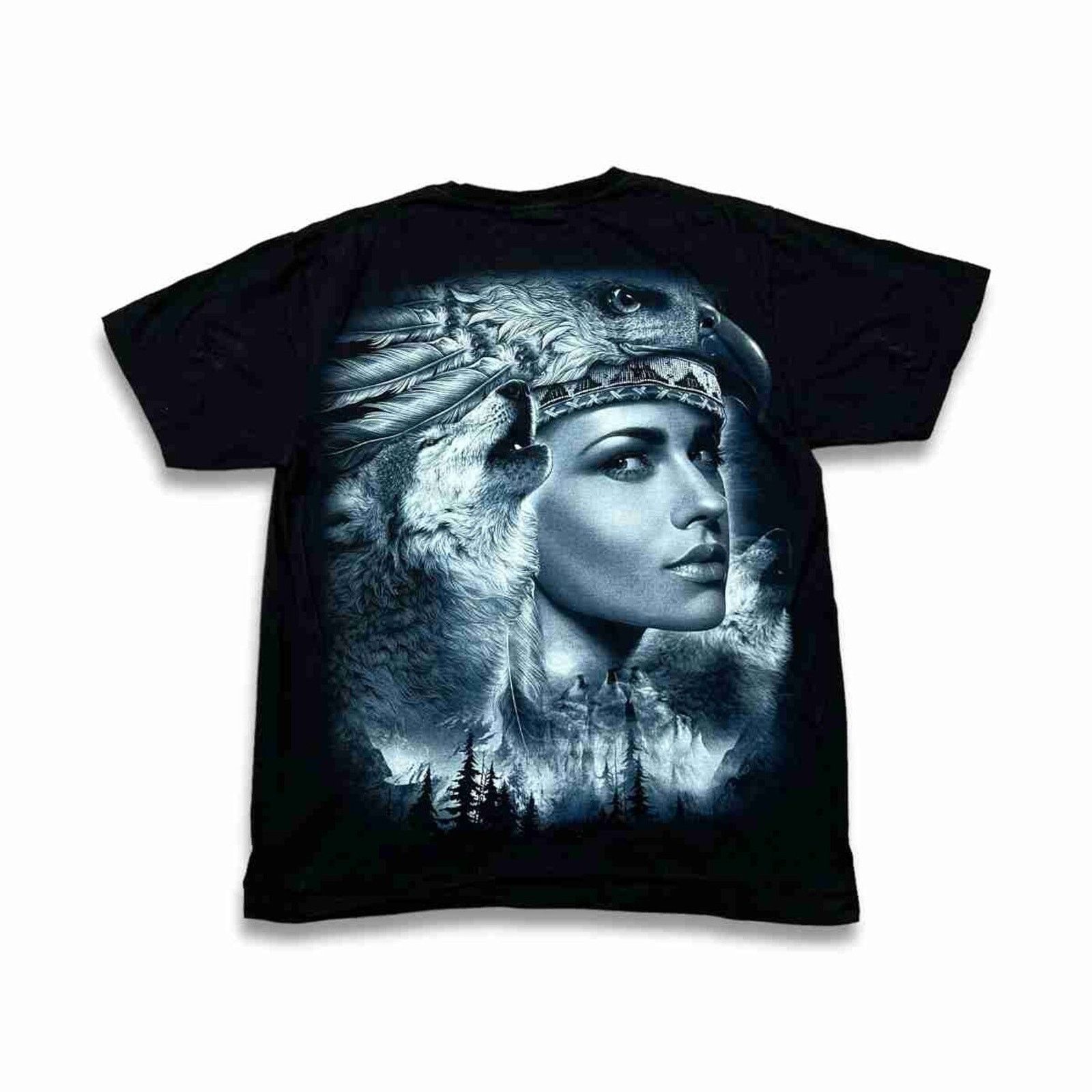 Native × Vintage Vintage Native American Wolf T Shirt Double Side Animal Tee Size US L / EU 52-54 / 3 - 3 Thumbnail