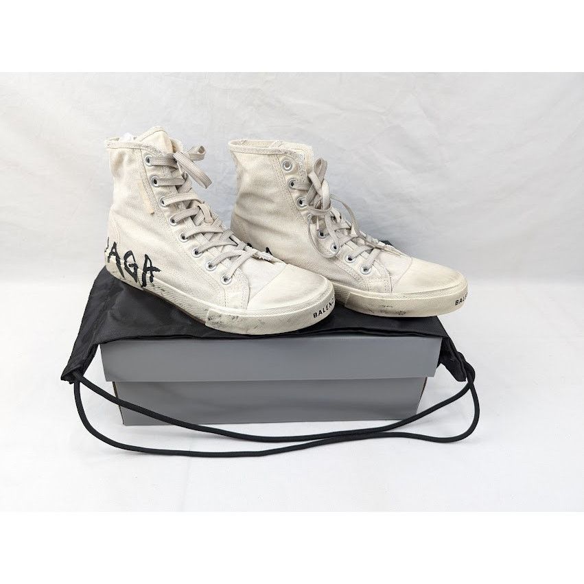 Balenciaga o1rshd1 Paris High-Top Sneakers in Black/White Size US 10 / EU 43 - 20 Thumbnail