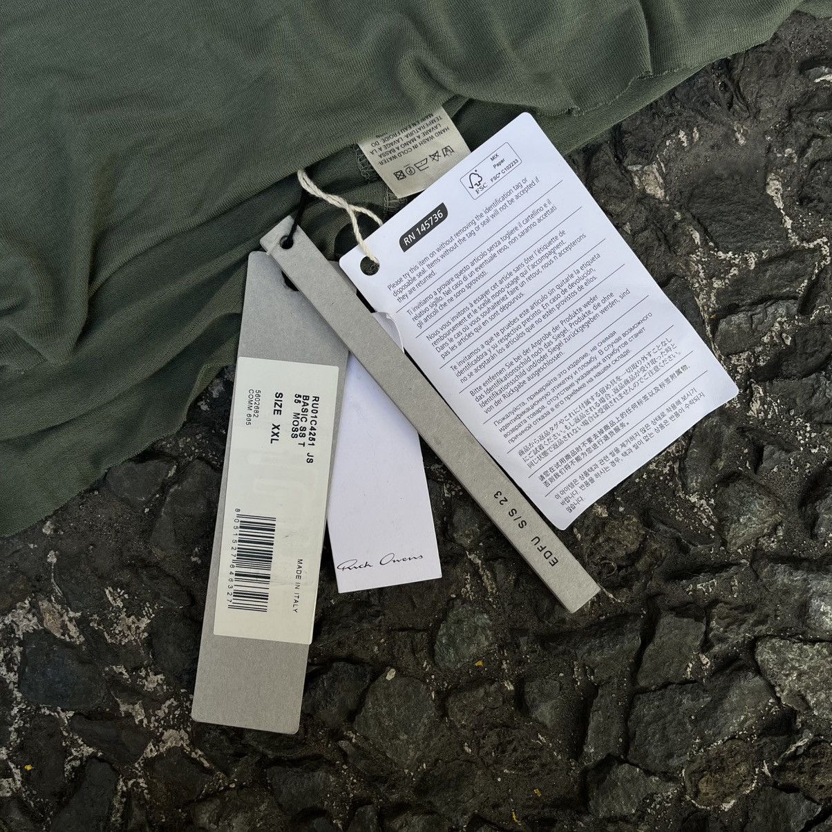 Rick Owens BNWT Rick Owens S/S2023 “EDFU” Basic Short Sleeve Tee “Moss” Size US XXL / EU 58 / 5 - 9 Thumbnail