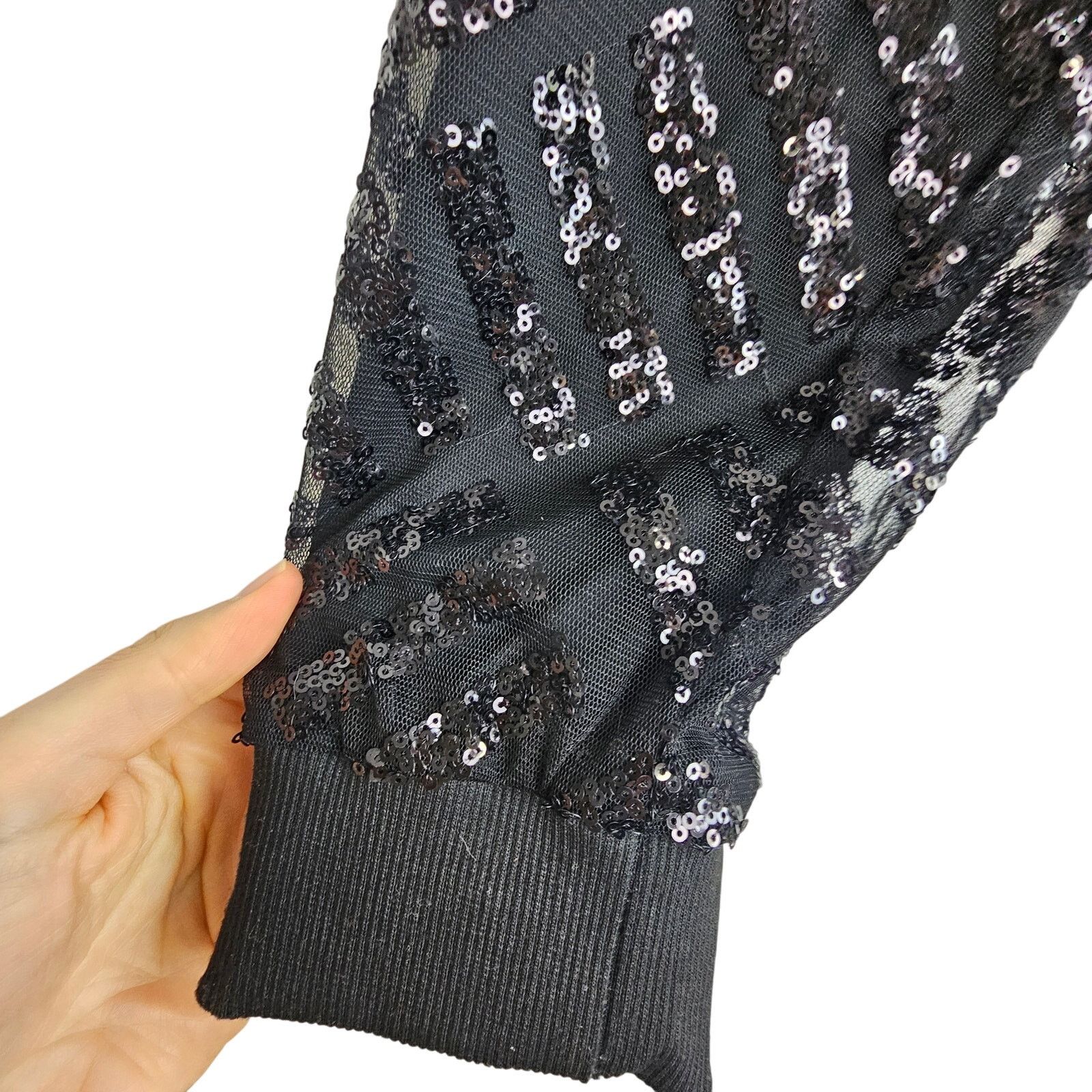 Corridor Torrid Jacket Women 1X Black Mesh Sequin Bomber Jacket Size XL / US 12-14 / IT 48-50 - 4 Thumbnail
