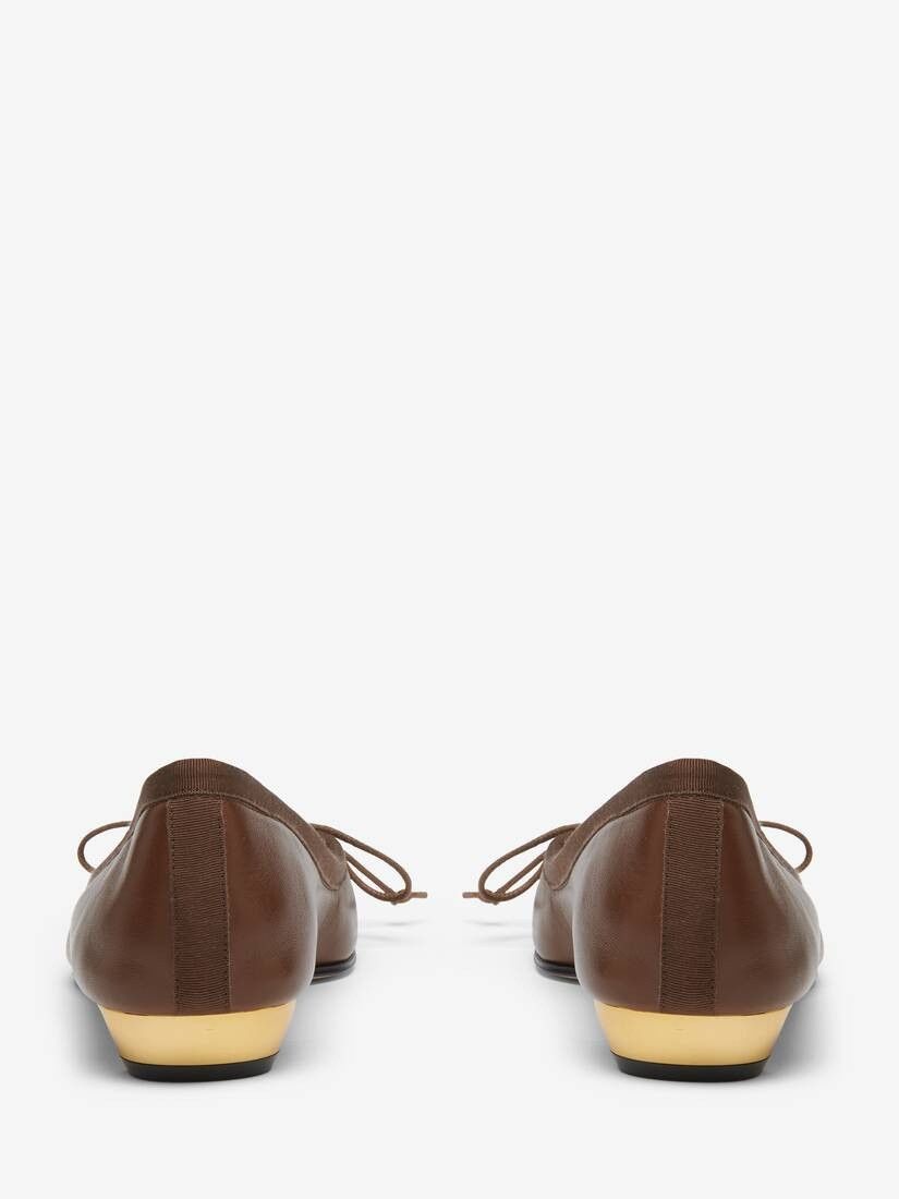 Alexander McQueen o1w1db10925 Armadillo Ballet Flat in Brown/Walnut Size US 9 / IT 39 - 3 Thumbnail