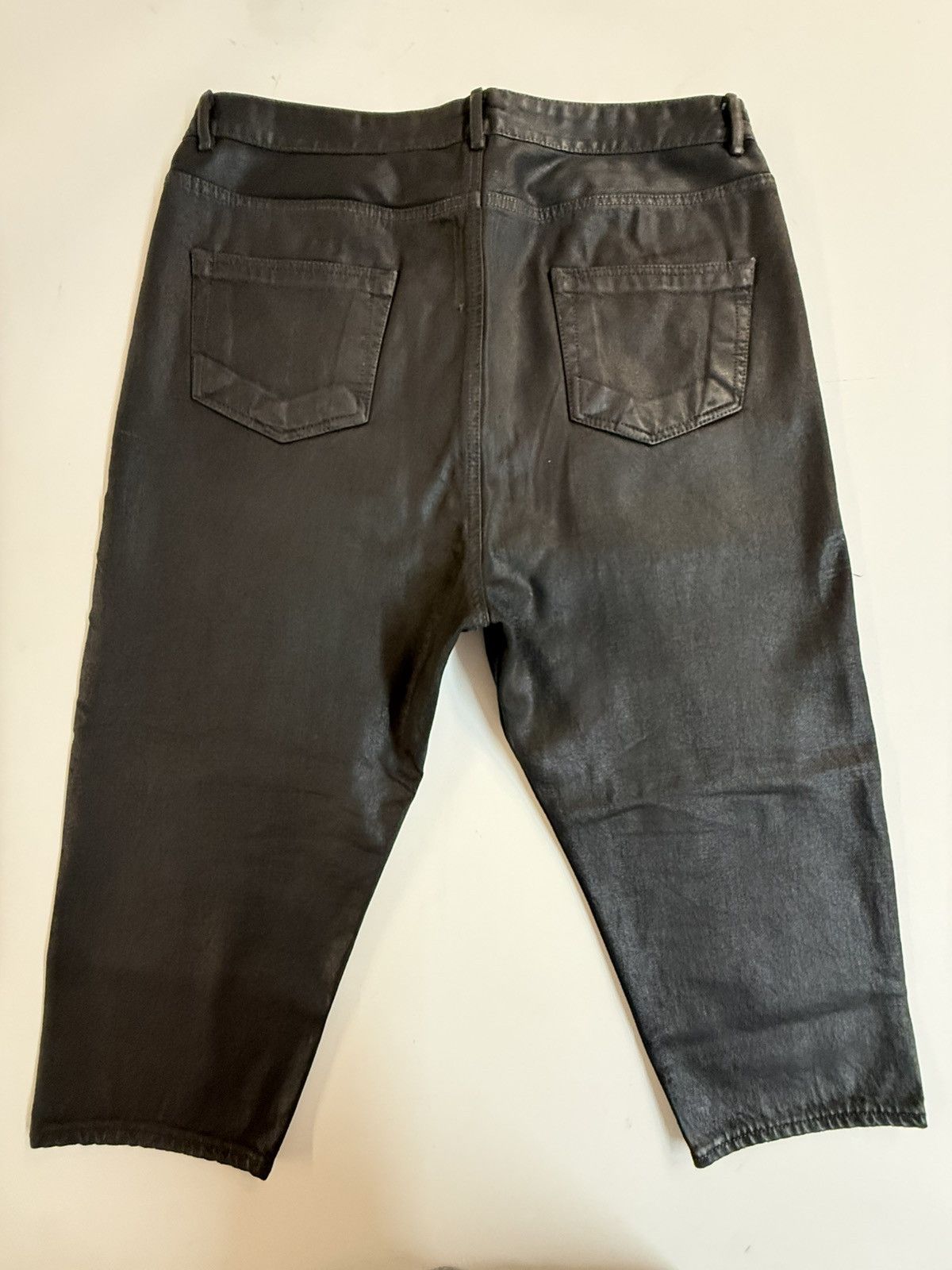 Rick Owens Drkshdw Rick Owens DRKSHDW "Collapse Cropped" Black Wax Jeans — 38 Size US 38 / EU 54 - 2 Thumbnail
