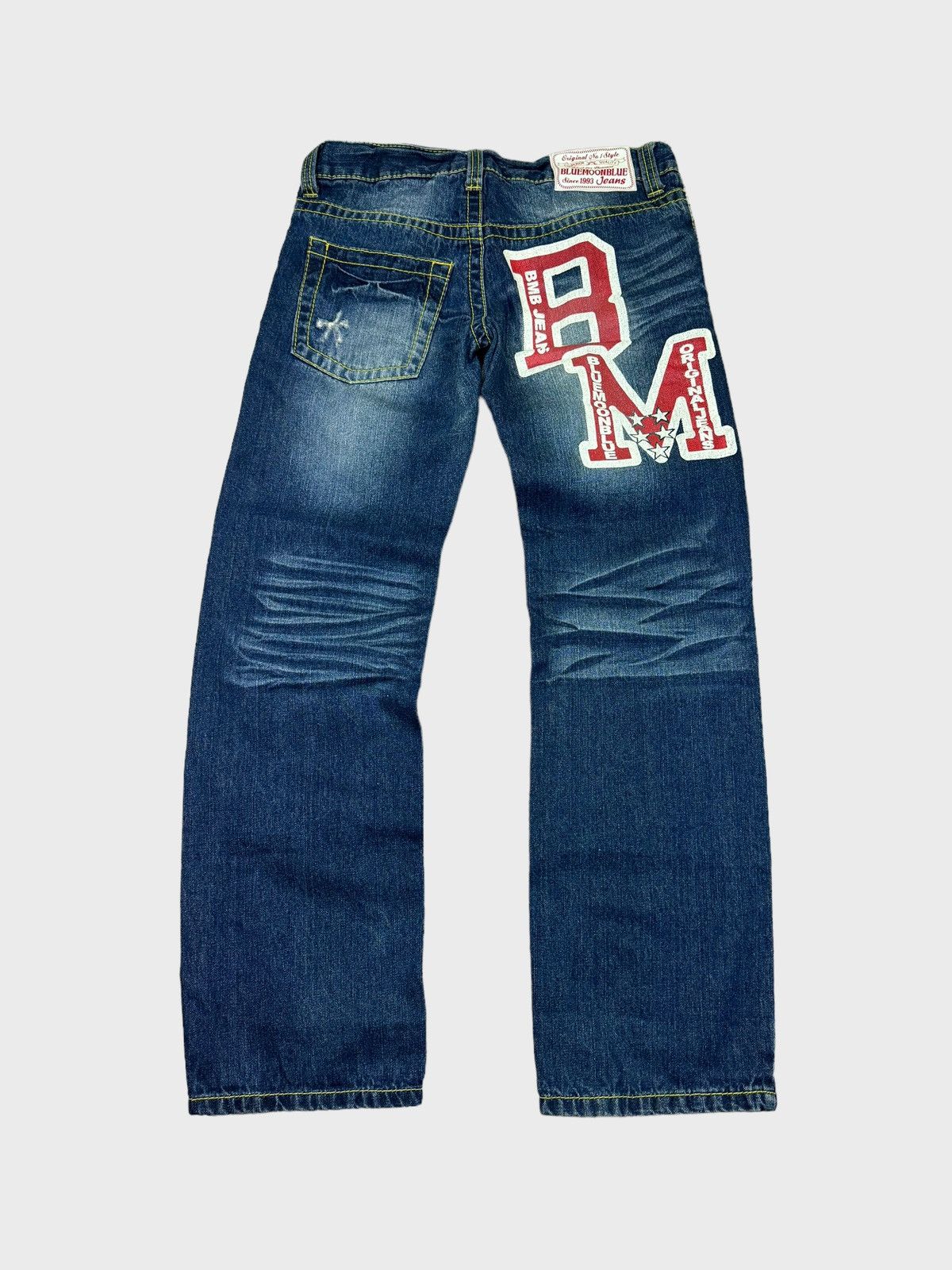 Japanese Brand BLUE MOON BLUE Printed Design Low Rise Denim Pants Size US 30 / EU 46 - 2 Thumbnail