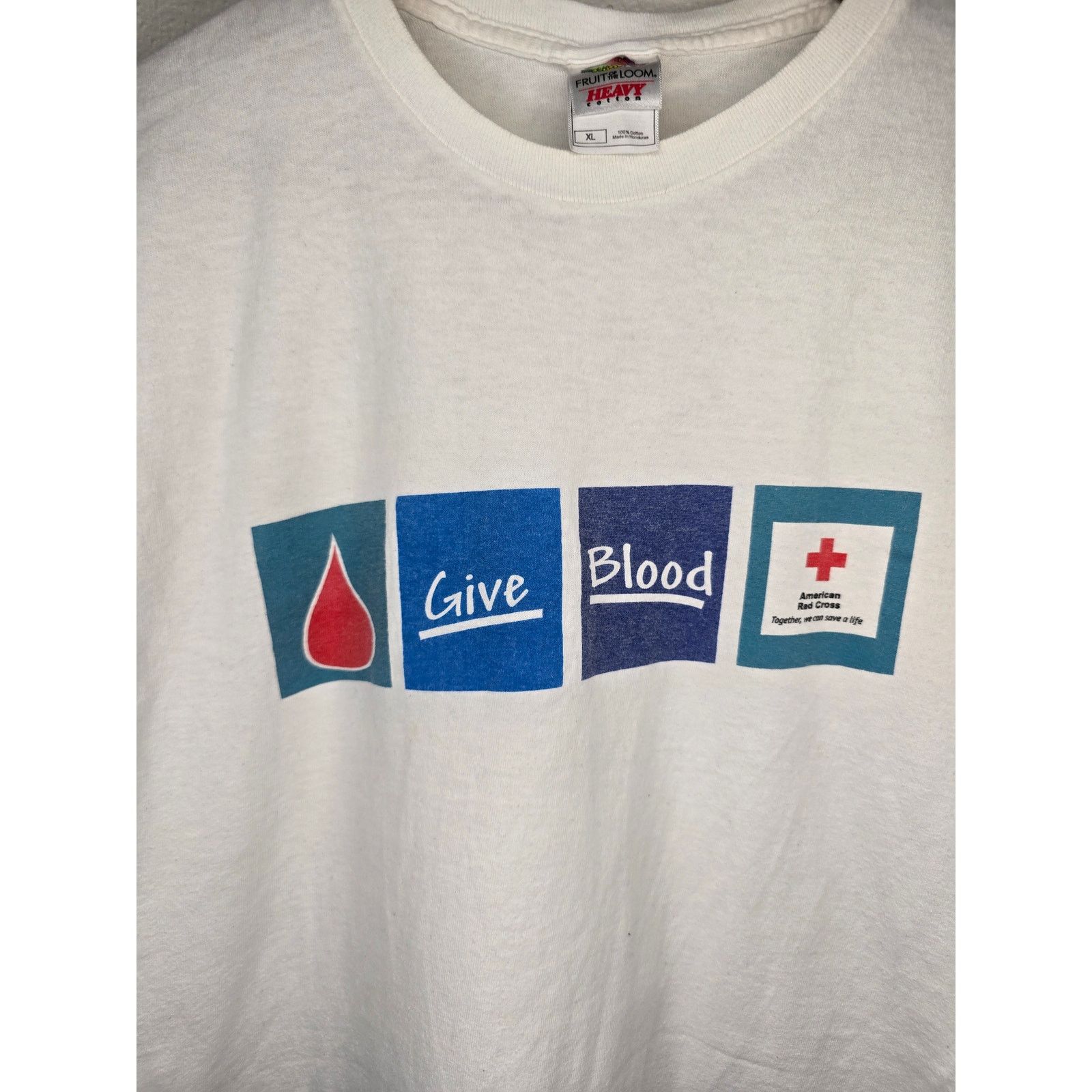 Fruit Of The Loom Blood Drive Shirt American Red Crass Give Blood White XL Tee Size US XL / EU 56 / 4 - 2 Thumbnail