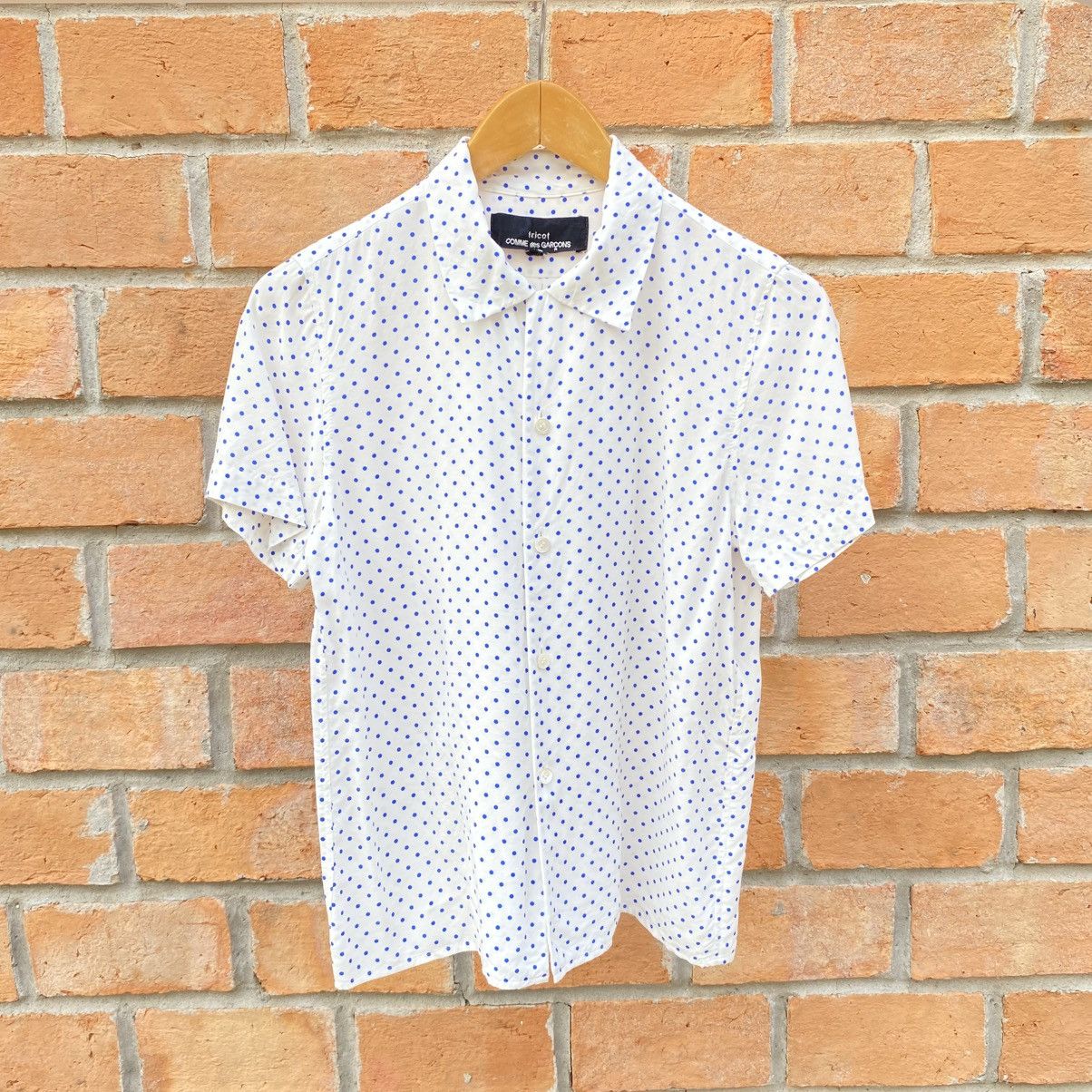 Comme des Garçon White Blue Polka Dot Short-Sleeve Shirt