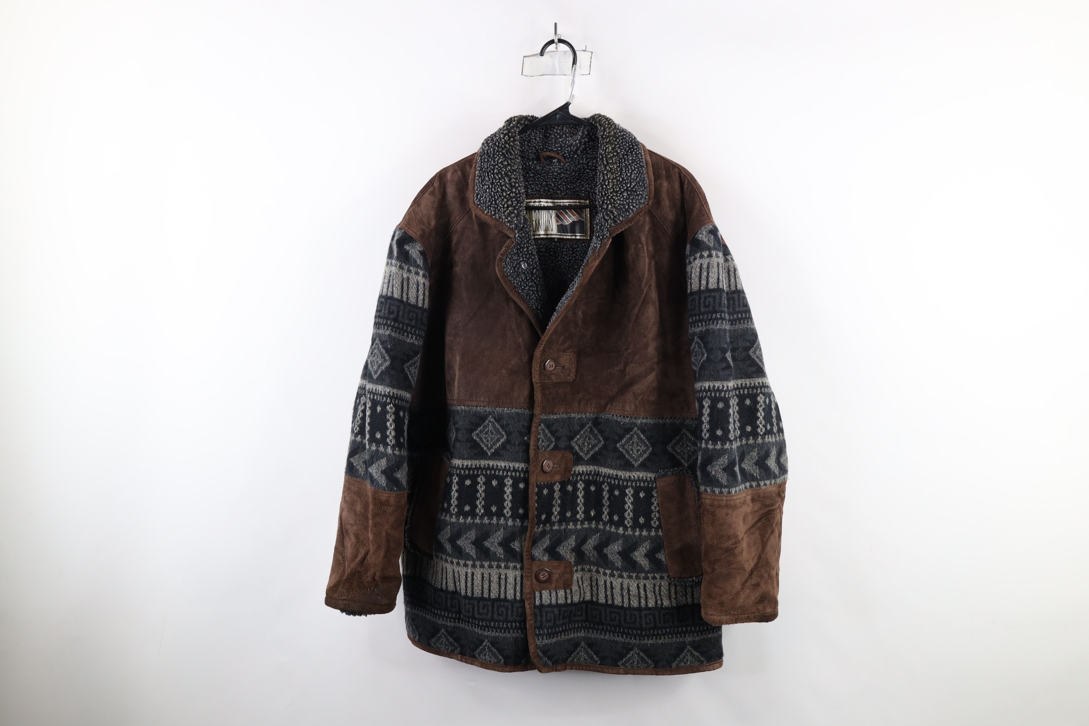 Vintage 90s Streetwear Suede Leather Southwestern Jacket