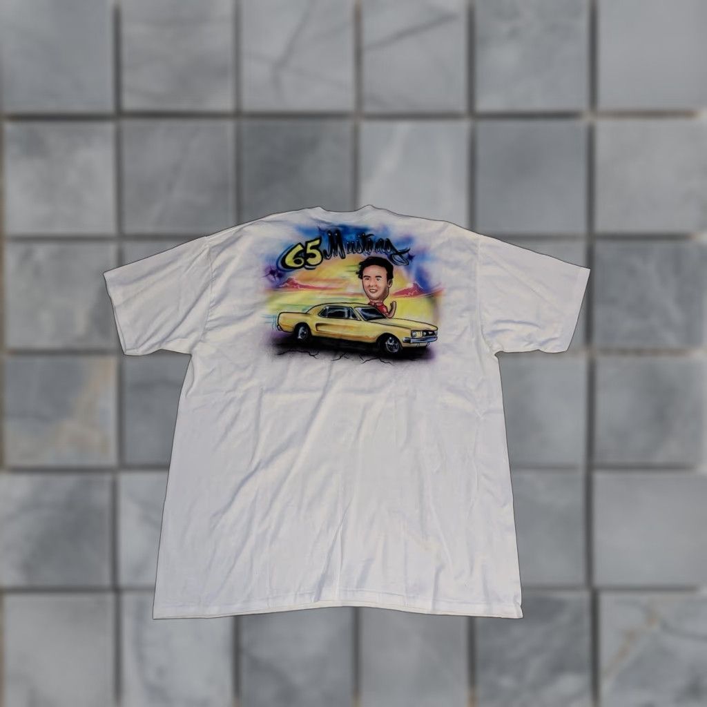 Hanes VINTAGE Air Brush Mustang Big Head T-Shirt White XL Mens Hanes Stitch Single Stitch Size US XL / EU 56 / 4 - 1 Thumbnail