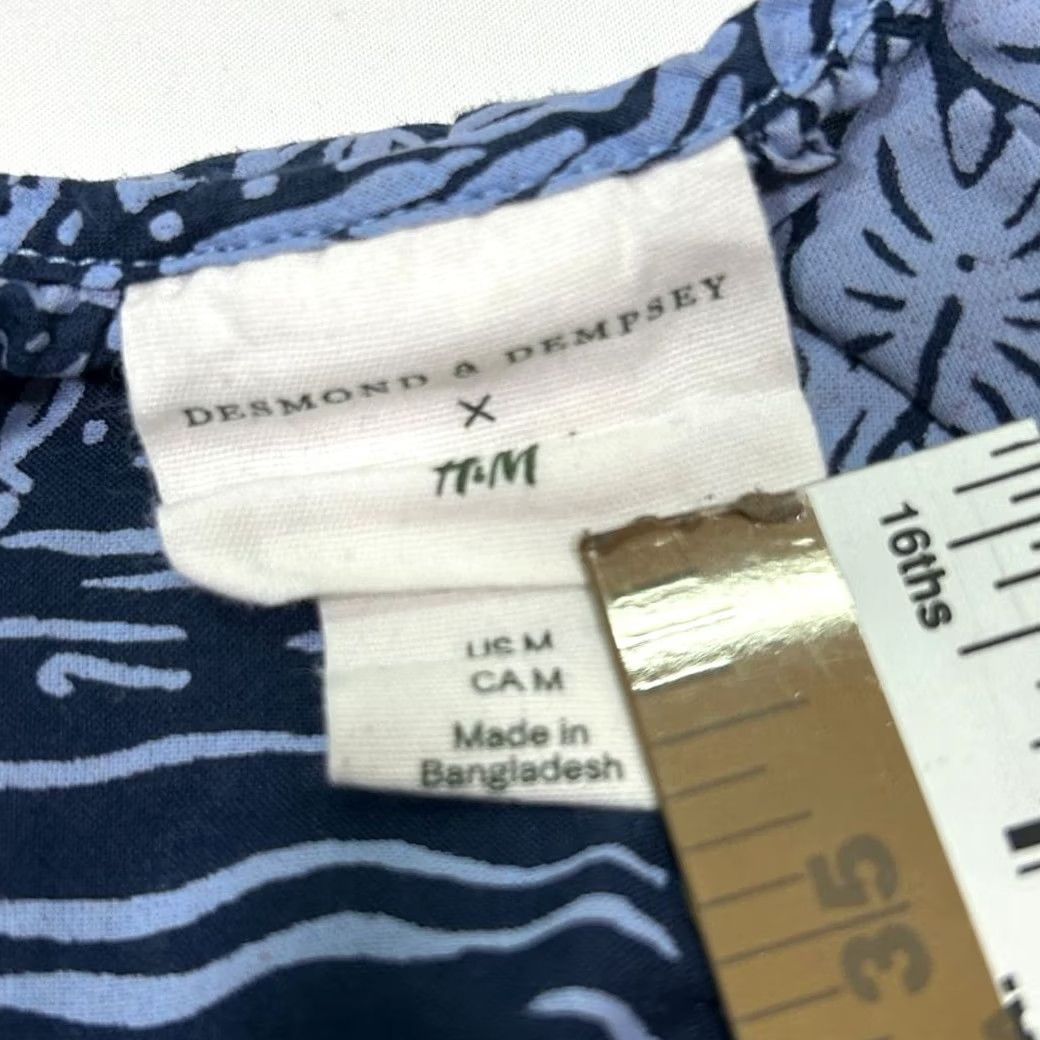 H&M Desmond Dempsey x H& Tropical Palm Print Tank Top - Womens Med M Navy Blue Size M / US 6-8 / IT 42-44 - 4 Thumbnail