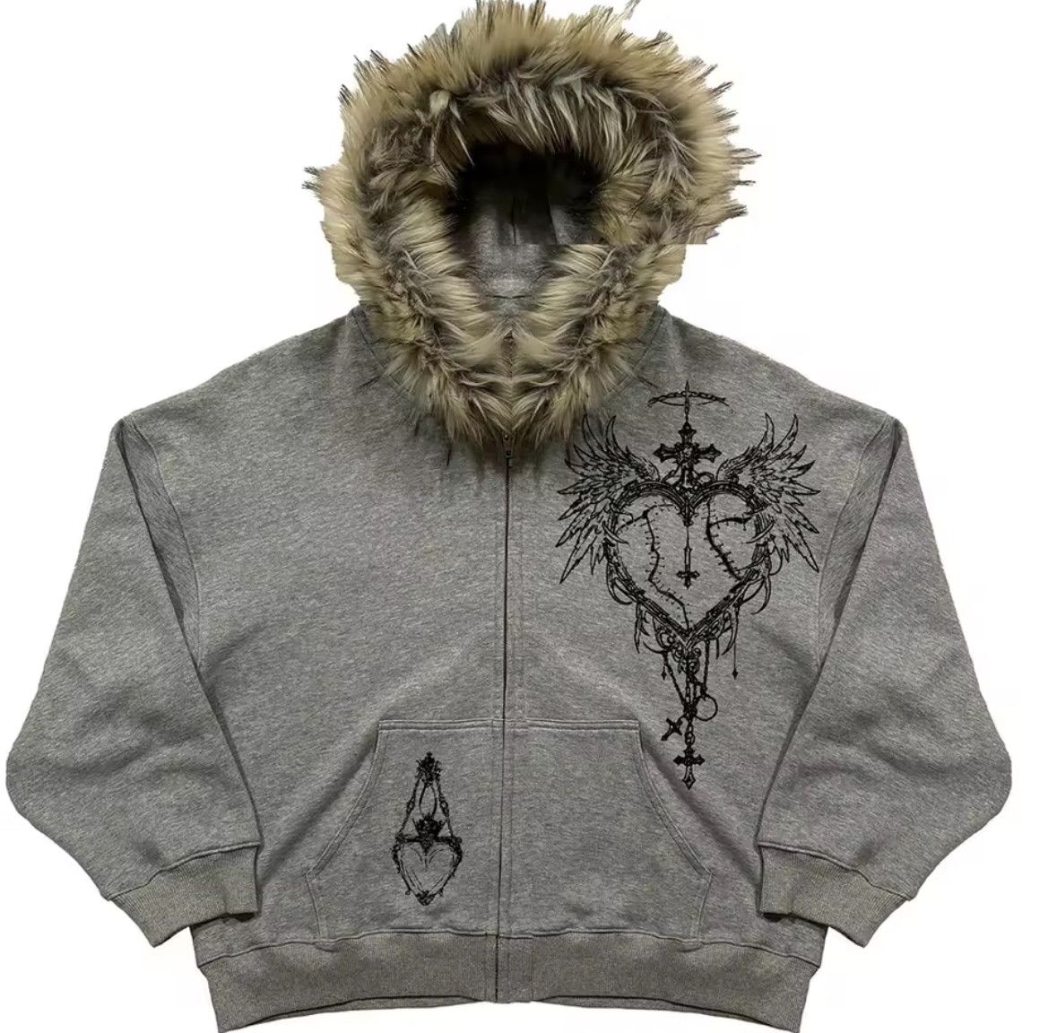 Other Fashion Punk Y2K Goth Grunge Heart Flurry Hat Fur Hoodies Size US L / EU 52-54 / 3 - 2 Thumbnail