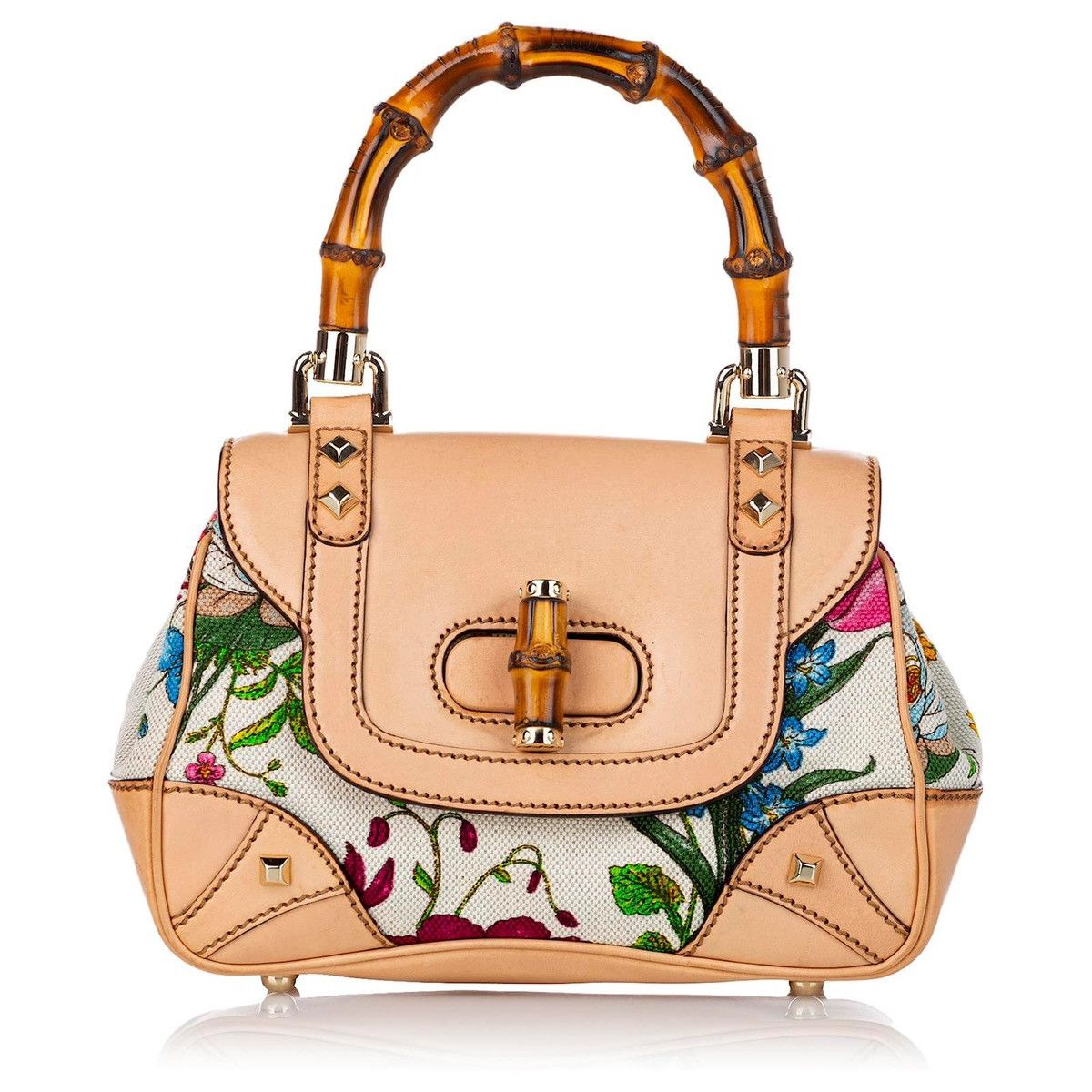 Gucci Gucci Bamboo Flora Nailhead Canvas Handbag Multiple colors Size ONE SIZE - 1 Thumbnail