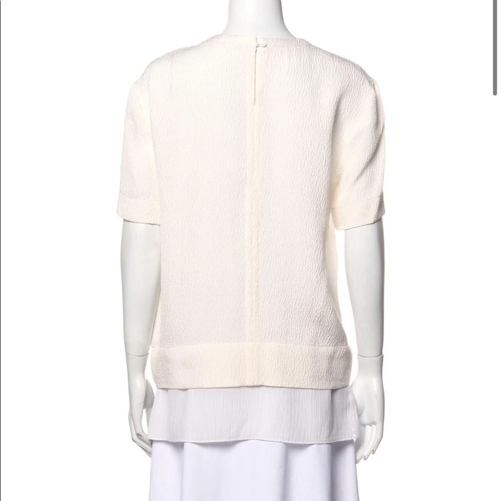 Helmut Lang HELMUT LANG Silk White Short Sleeve Tee Shirt Blouse Top Size XS / US 0-2 / IT 36-38 - 13 Thumbnail