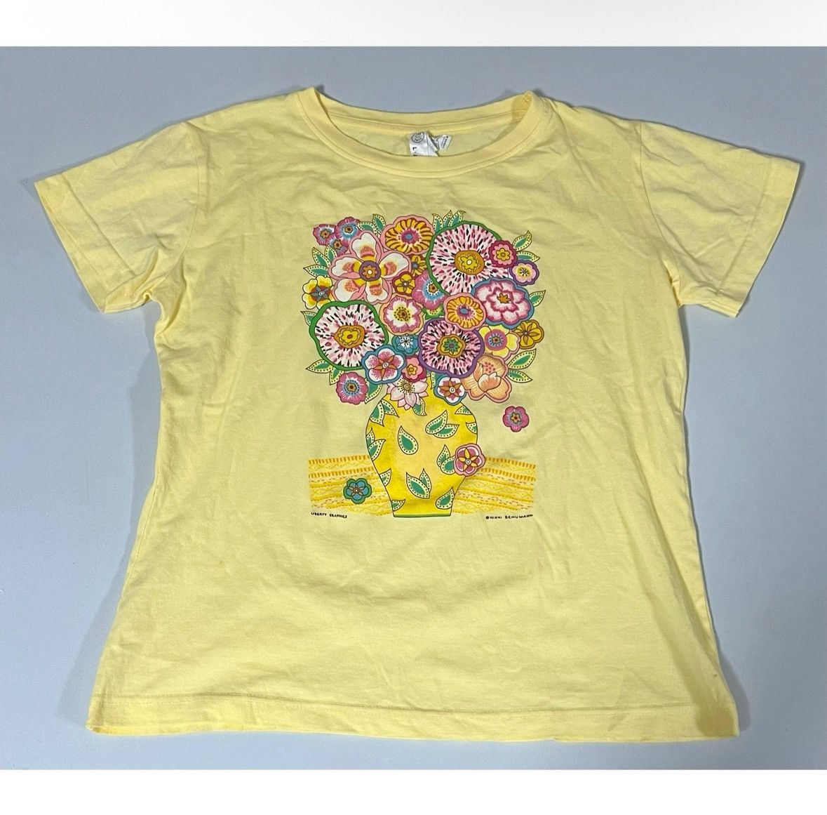 Vintage Yellow Pastel Floral Bouquet Graphic Shirt Top Tee Size M 💐✨ Size US M / EU 48-50 / 2 - 1 Thumbnail