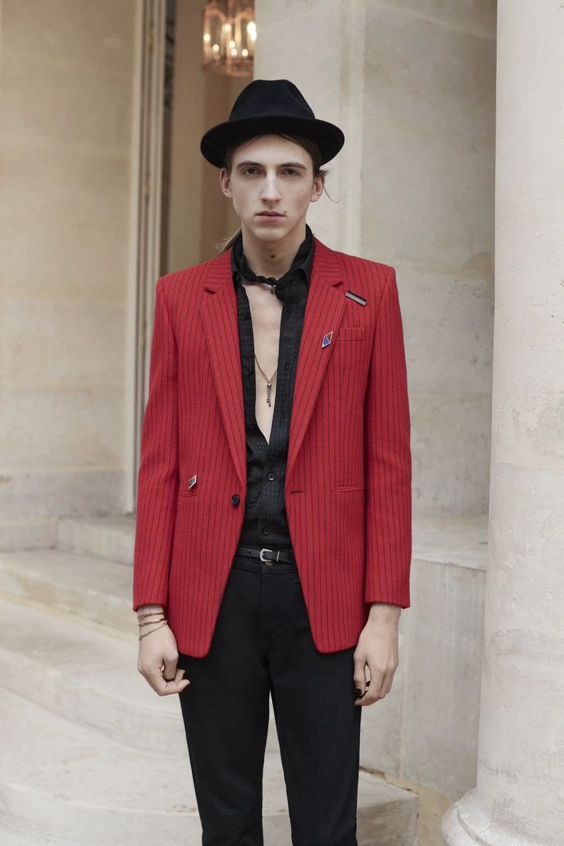 Saint Laurent Paris Red Striped Wool Blazer from Saint Laurent Size US L / EU 52-54 / 3 - 1 Thumbnail