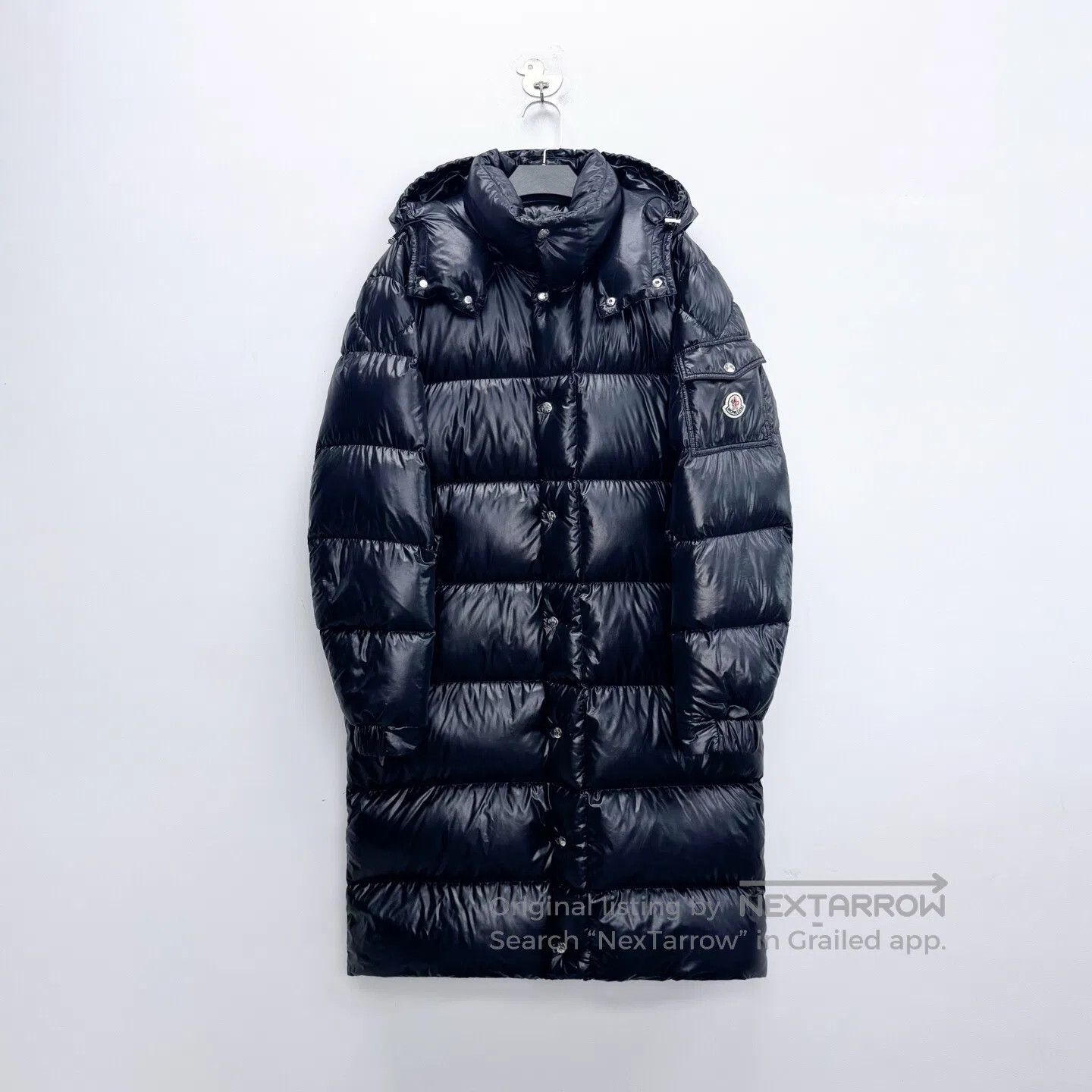 Moncler Moncler Black Glossy Waterproof Zip-Up Hooded Logo Long Do Size US XL / EU 56 / 4 - 1 Thumbnail
