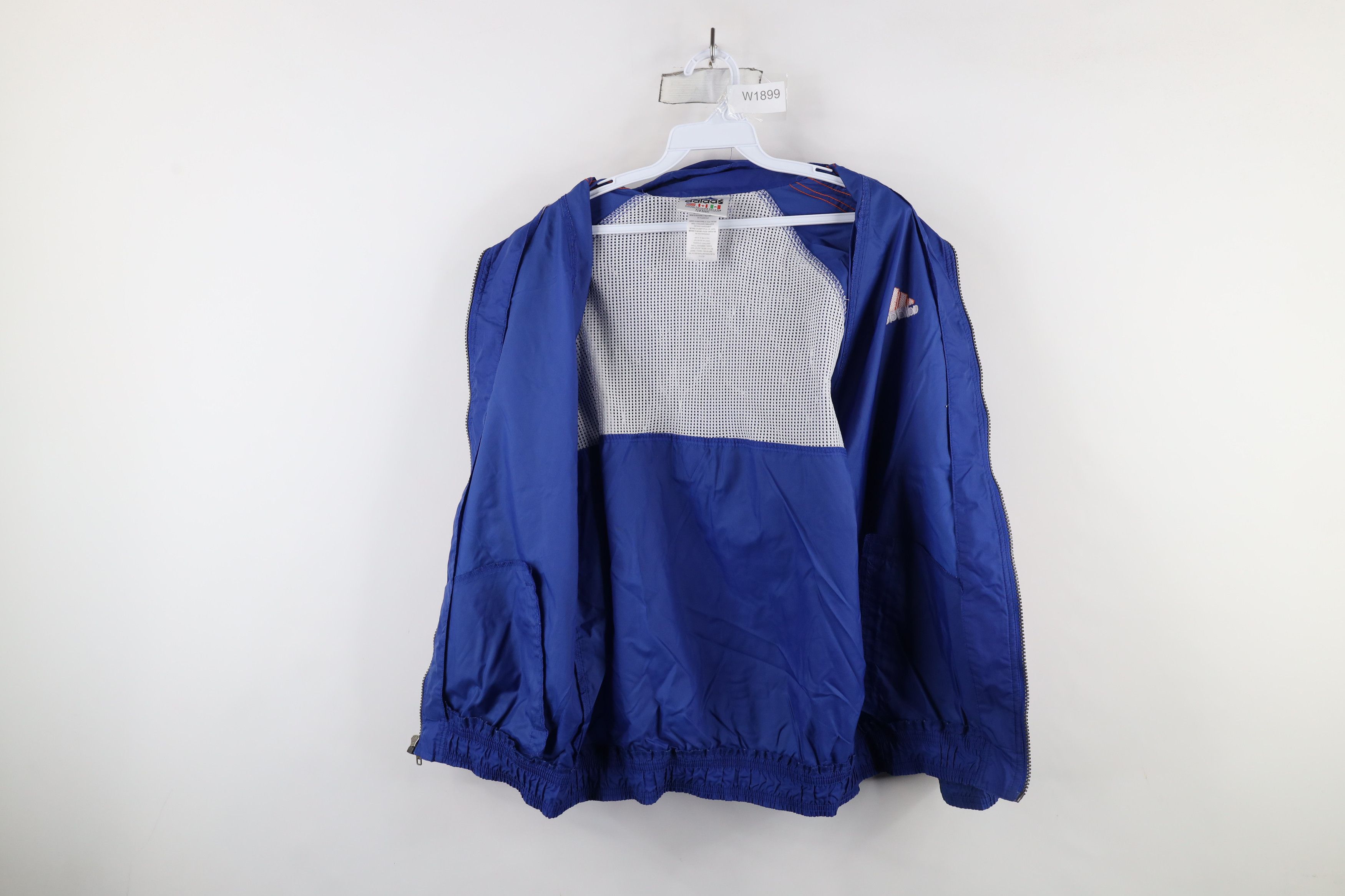 Adidas × Vintage Vintage 90s Adidas Spell Out Hooded Windbreaker Jacket Blue Size US XL / EU 56 / 4 - 9 Thumbnail