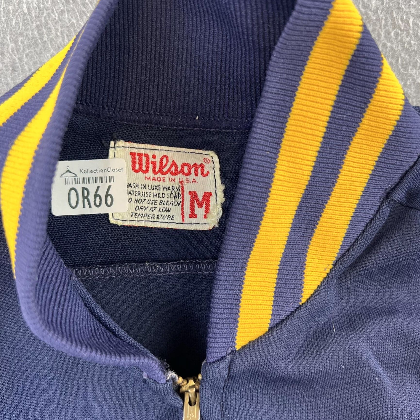 Wilson VINTAGE Wilson Track Jacket Mens Medium Navy Yellow East 60s 70s USA Size US M / EU 48-50 / 2 - 6 Thumbnail