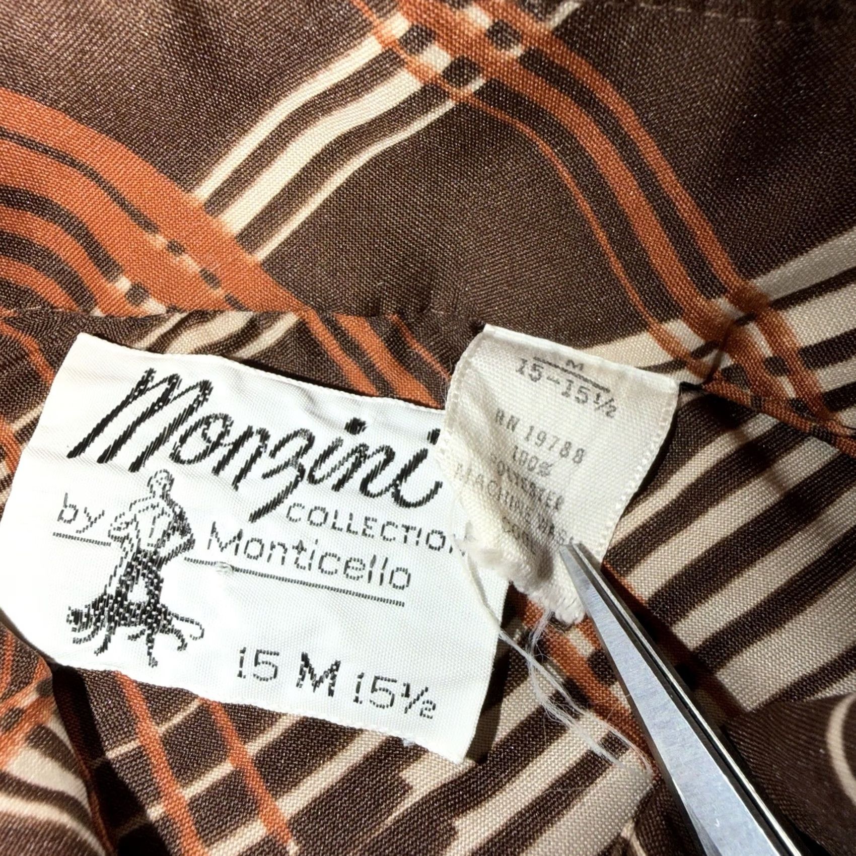 Vintage VINTAGE Monzini Collection Mens Medium Abstract Button Up Shirt Disco 70’s Shirt Button-Up Slim Long Sleeve Brown Polyester Woven Size US M / EU 48-50 / 2 - 3 Thumbnail
