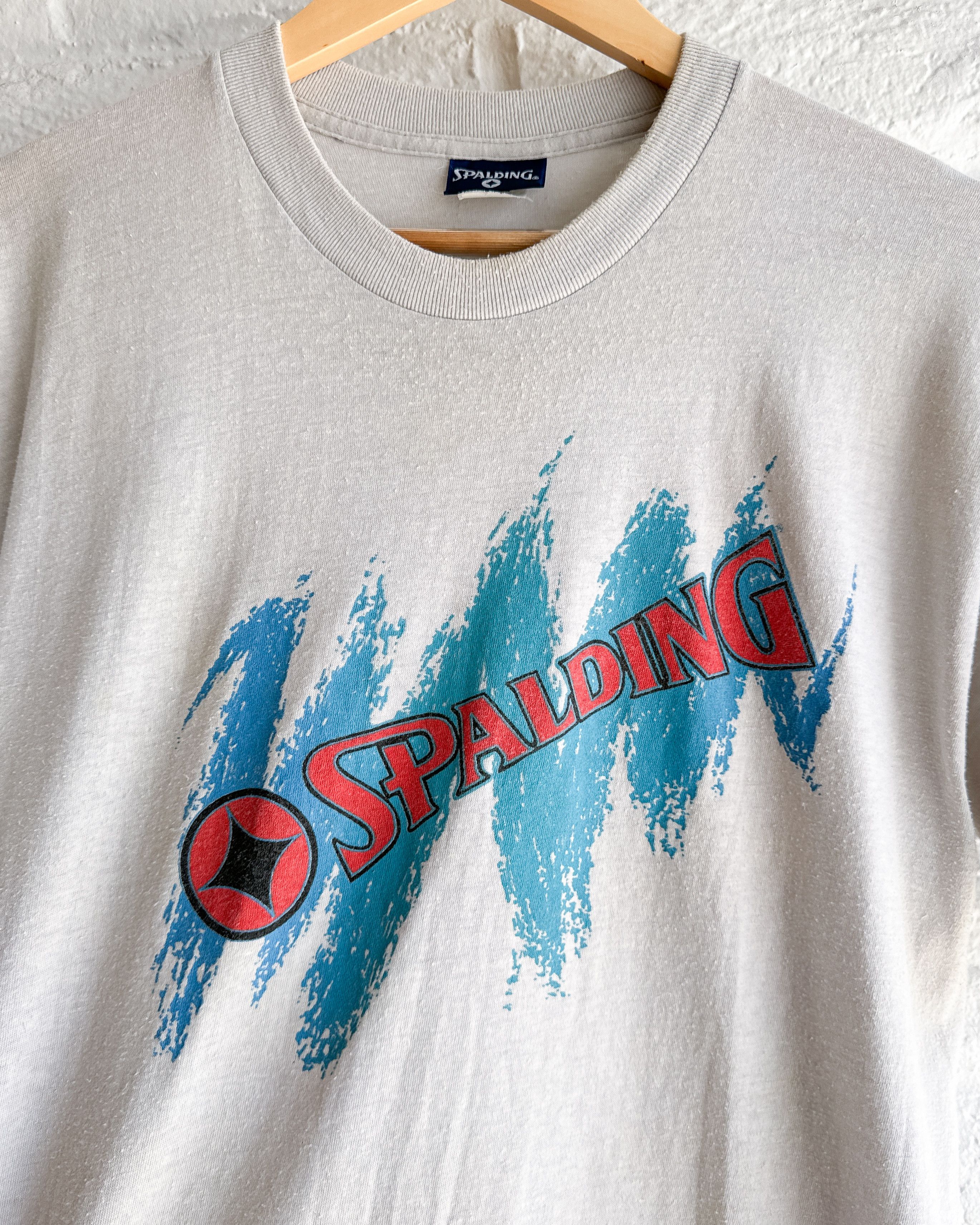 Spalding Vintage 1980s Spalding Sportswear T Shirt Gray Single Stitch Size US L / EU 52-54 / 3 - 2 Thumbnail