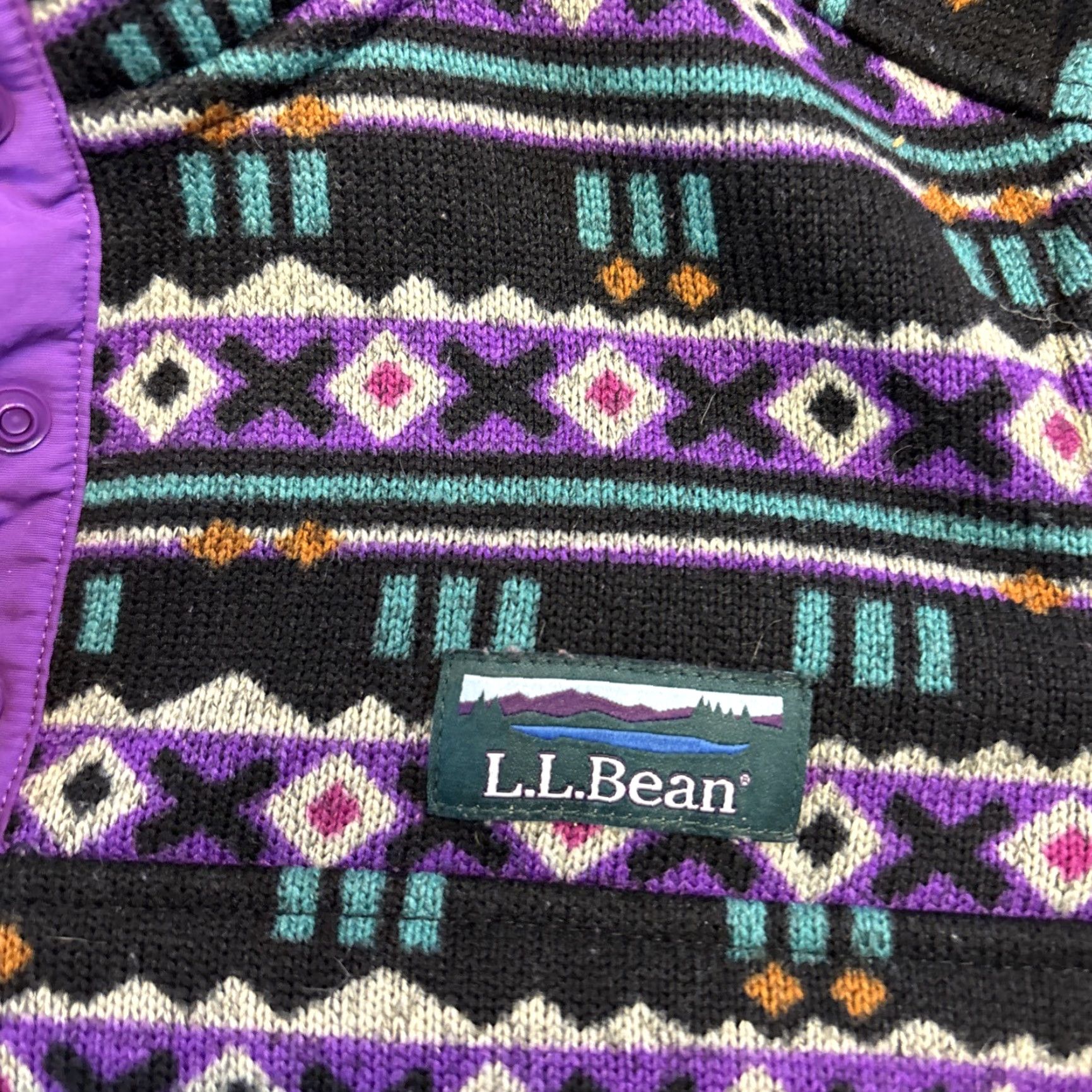 Vintage LL Bean Purple Aztec Striped Womens Med 1/4 Snap Fleece Pullover Southwest Boho Shirt Adults Womens Size M / US 6-8 / IT 42-44 - 2 Thumbnail