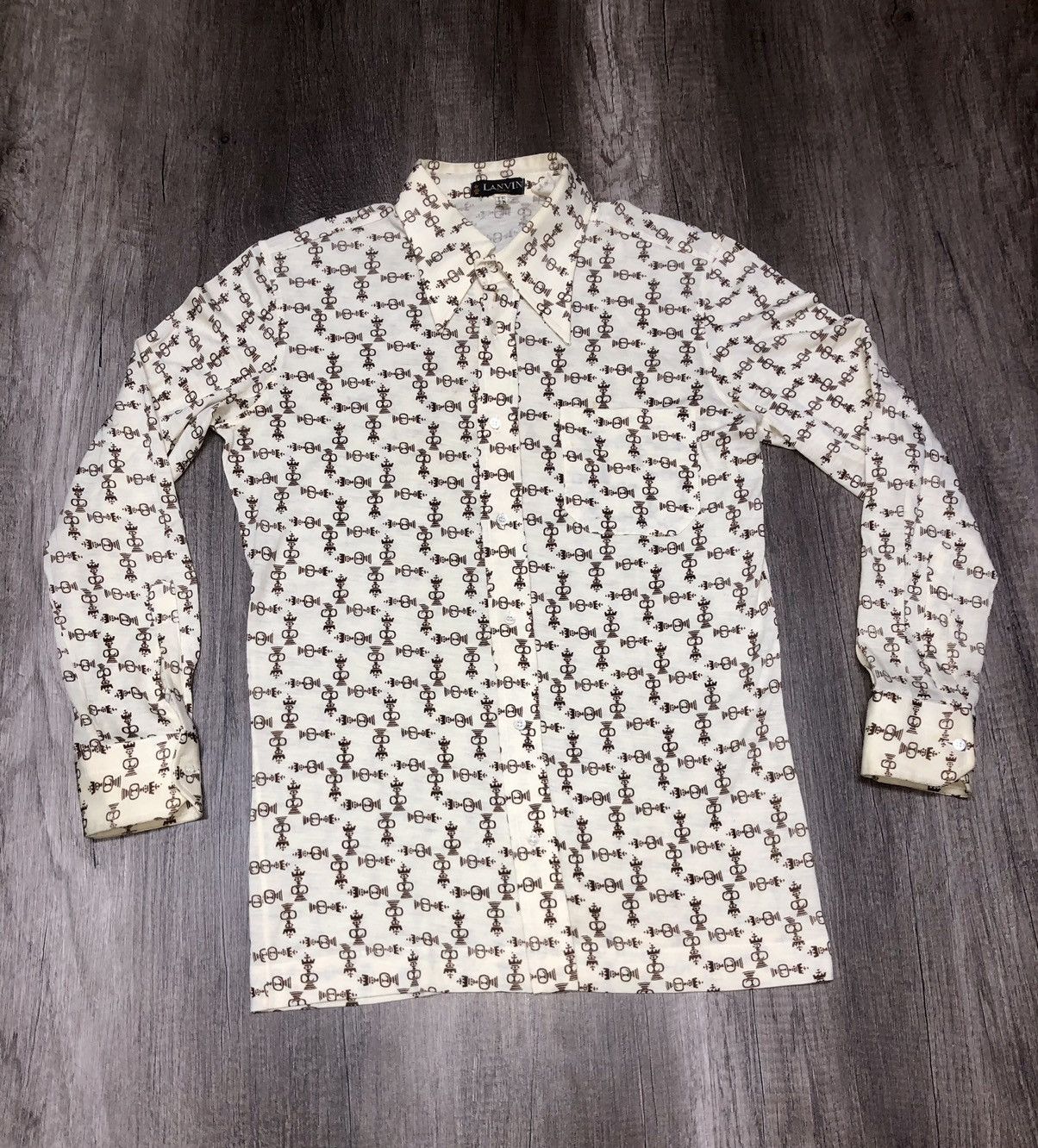 Designer × Lanvin × Vintage Vintage Lanvin Paris Monogram Button Up Long Sleeve Shirt Size US S / EU 44-46 / 1 - 1 Thumbnail