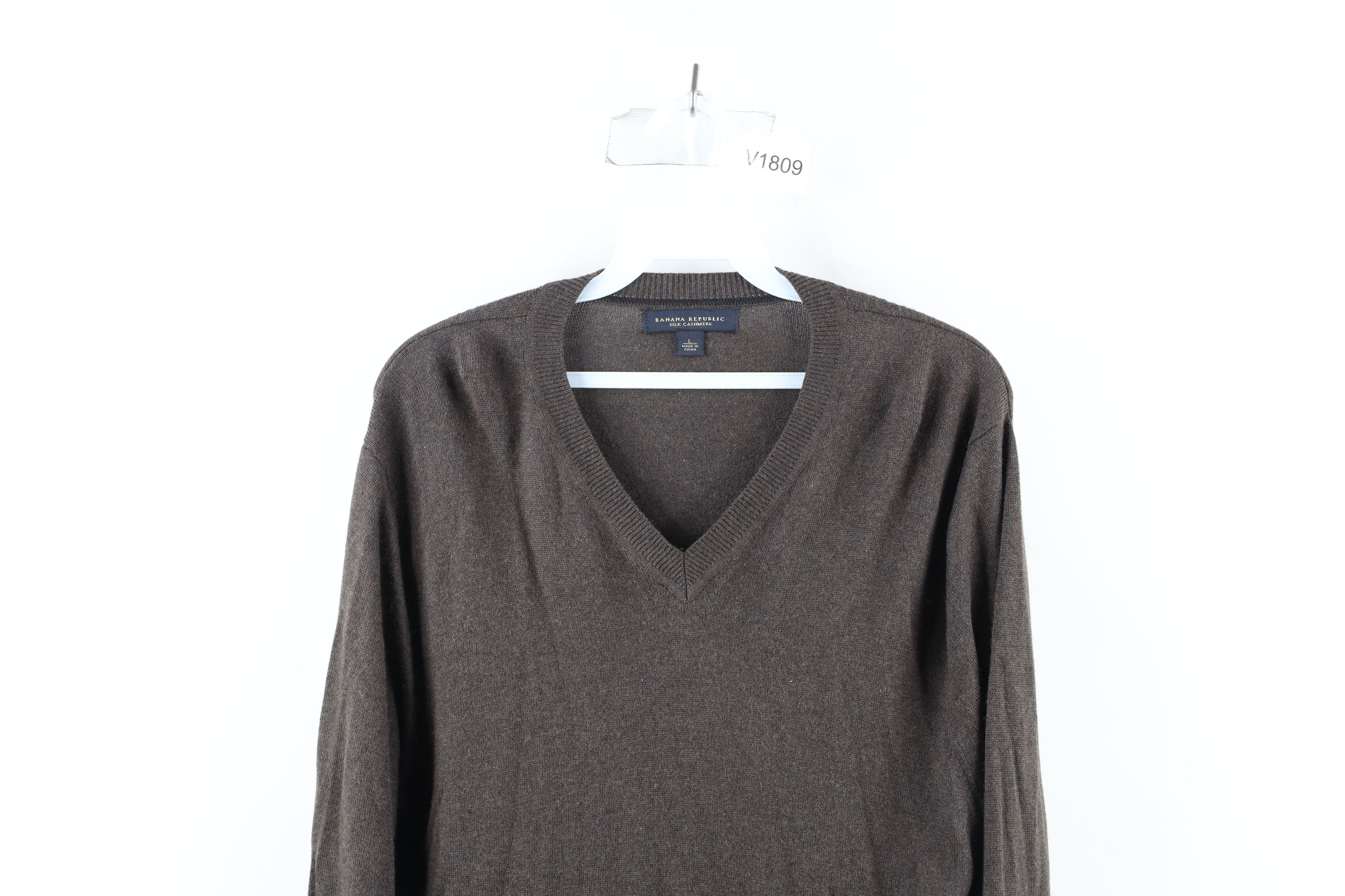Banana Republic Banana Republic Silk Cashmere Knit V-Neck Sweater Brown Size US L / EU 52-54 / 3 - 2 Thumbnail